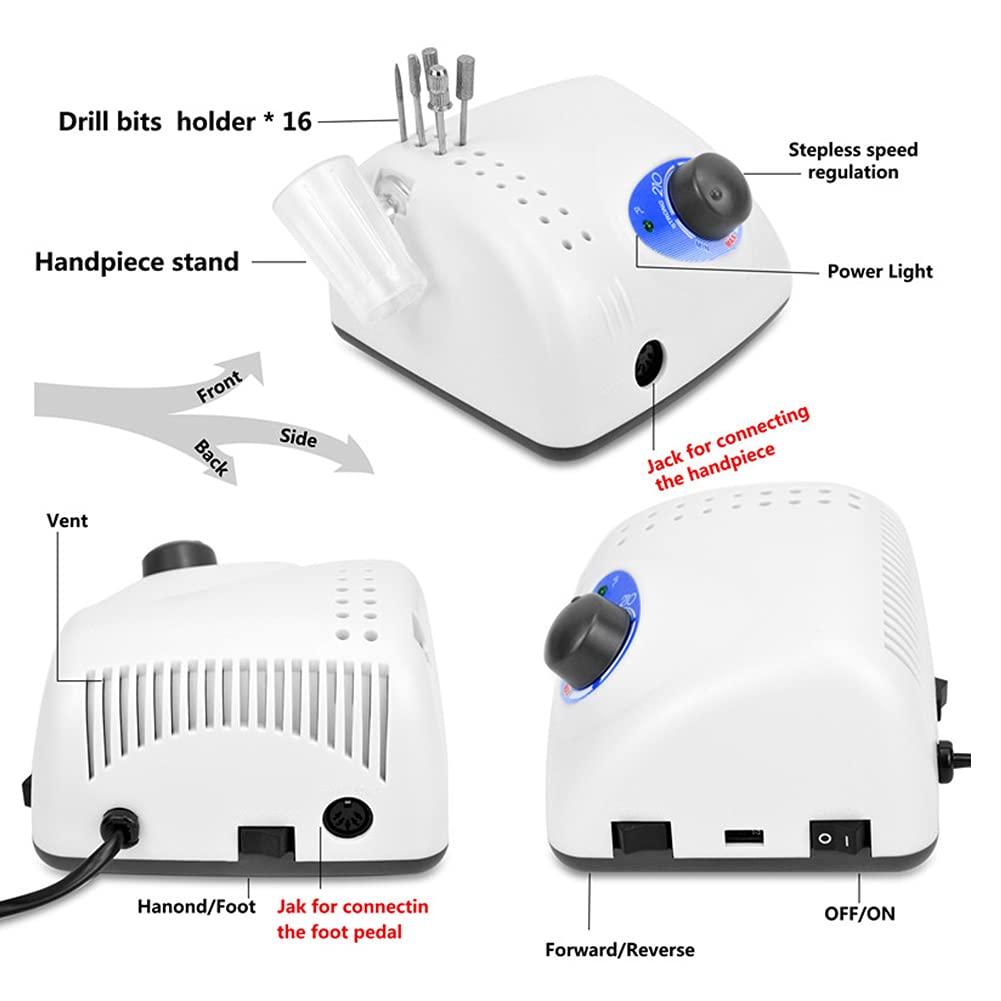 Professional 40000RPM Electric Nail Drill Machine - Adjustable Speed Manicure Pedicure Tool with 3/32