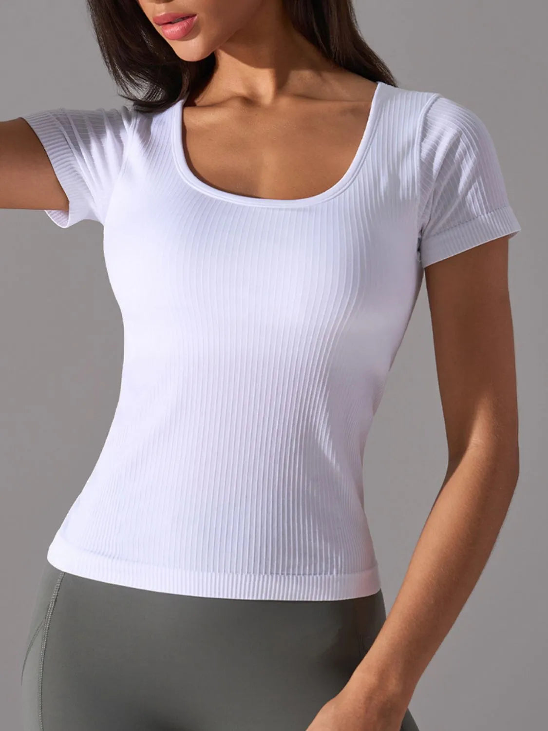 Square Neck Workout T-Shirt with Removable Chest Pads - Perfect for Yoga, Gym & Running | Breathable Activewear Top for Women