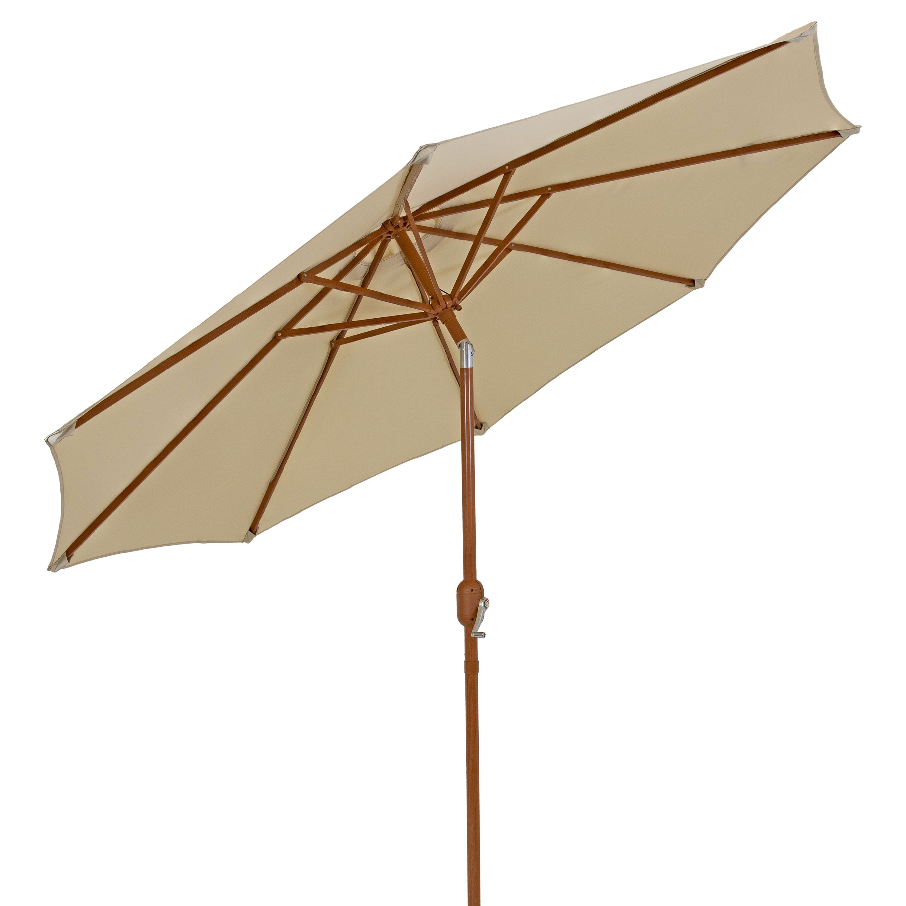Sunnydaze 8.5 ft Outdoor Patio Umbrella with Realistic Woodgrain Finish - Perfect for Backyard, Poolside, and Garden Shade