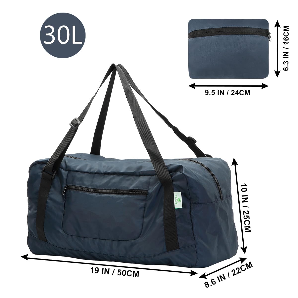 HOLYLUCK Foldable Travel Duffel Bag for Women & Men - Lightweight Gym Bag with Shoulder Strap - Perfect for Workout, Travel & Sports (Navy Blue)