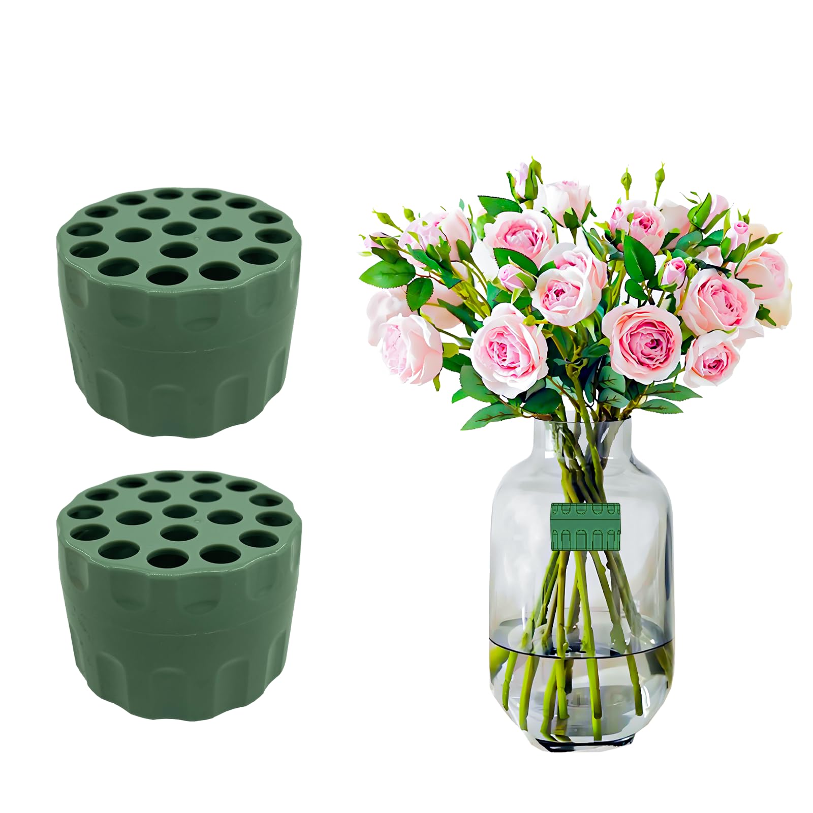 2PCS Spiral Flower Stem Holders for DIY Wedding Bouquets, Ikebana Arrangements & Vase Displays - Green Floral Bouquet Twister Tool Kit for Fresh & Artificial Flowers