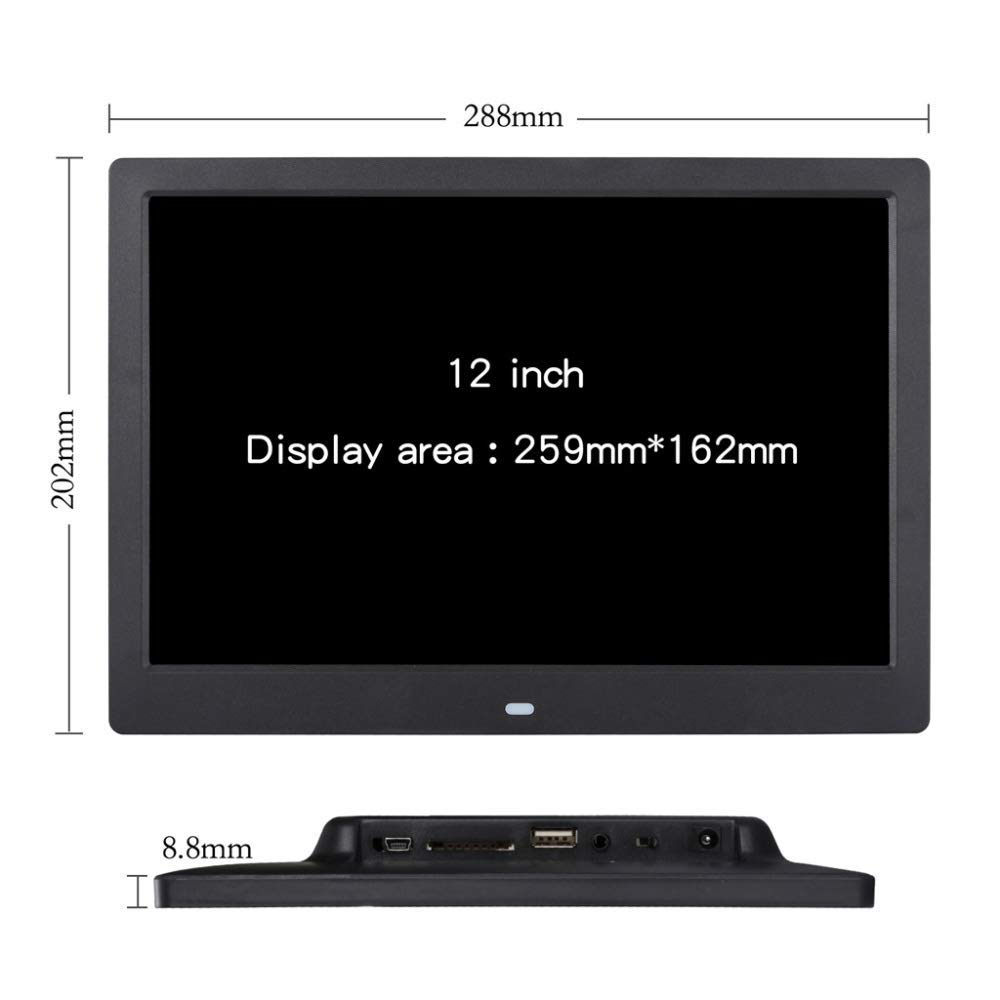 12 Inch Digital Picture Frame - 1280x800 HD Display with Remote Control | Electronic Photo Frame for Photos, Videos, Music, Clock & Calendar | Supports SD/USB | Perfect for Home Decor, Office Display & Gift Giving