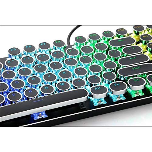 TopHGC 104 Keycap Set for Mechanical Keyboards - Retro Typewriter Punk Style Round Keycaps, Compatible with Most Backlit Keyboards (Black) | Perfect for Gaming, Typing & Custom Keyboard Builds
