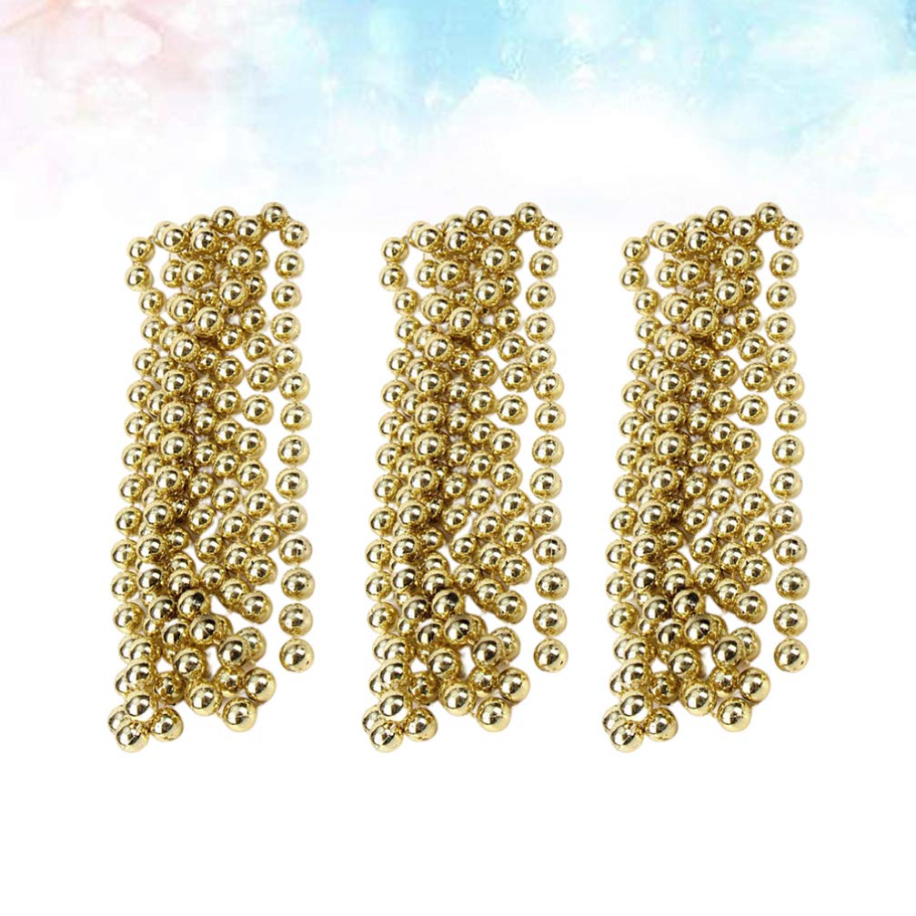 NUOBESTY 3-Piece Pearl Christmas Garland - Gold & Silver Beaded Hanging Chains for Xmas Tree Decor, Holiday Party, Home & Office Decoration - Elegant Festive Ornaments for Christmas Celebrations