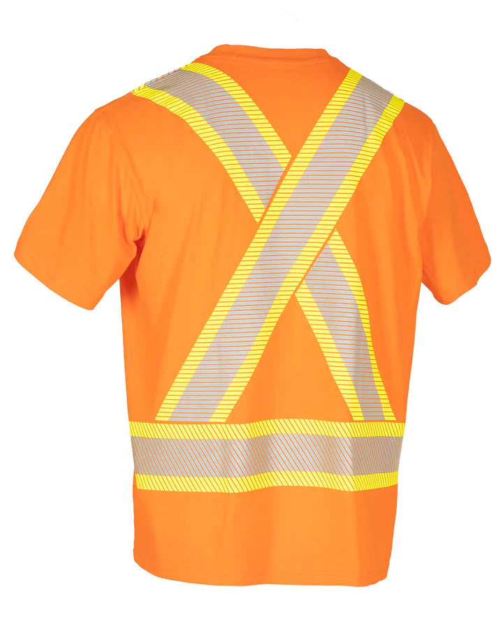 FORCEFIELD Short Sleeve Crew Neck Safety T-Shirt - High Visibility Work Shirt for Construction & Outdoor Jobs (Model 022 SEGCBE) - Ideal for Road Workers, Warehouse Staff & Emergency Responders