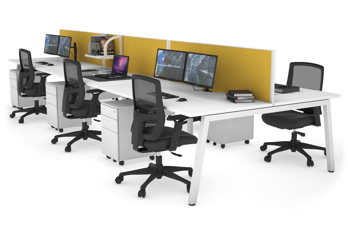 Quadro 6-Person Office Workstation Desk - 1600L x 800W with Cable Management Scallop - Perfect for Team Collaboration, Open Office Spaces & Conference Rooms