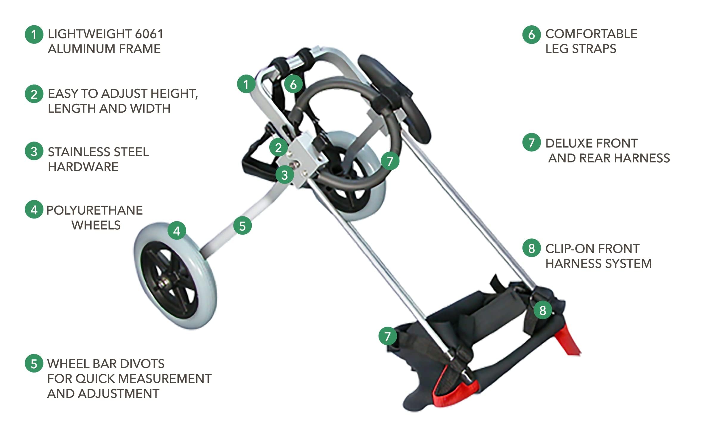 Best Medium Dog Wheelchair for Mobility Support - Lightweight & Adjustable Pet Wheelchair for Disabled or Injured Dogs - Perfect for Indoor & Outdoor Use