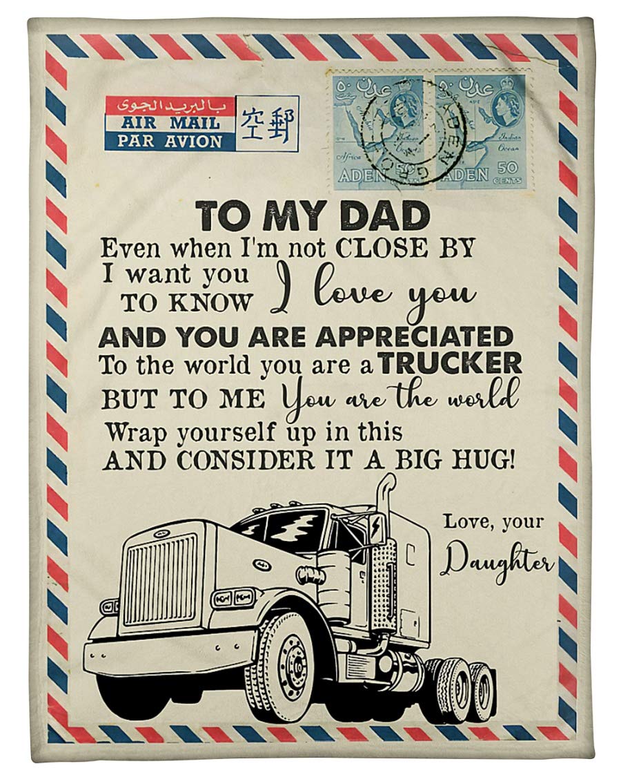 Personalized Fleece Blanket Gift for Dad - Custom Truck Letter Blanket from Daughter, Birthday Father's Day Anniversary Present - Cozy Throw for Home, Office, or Travel