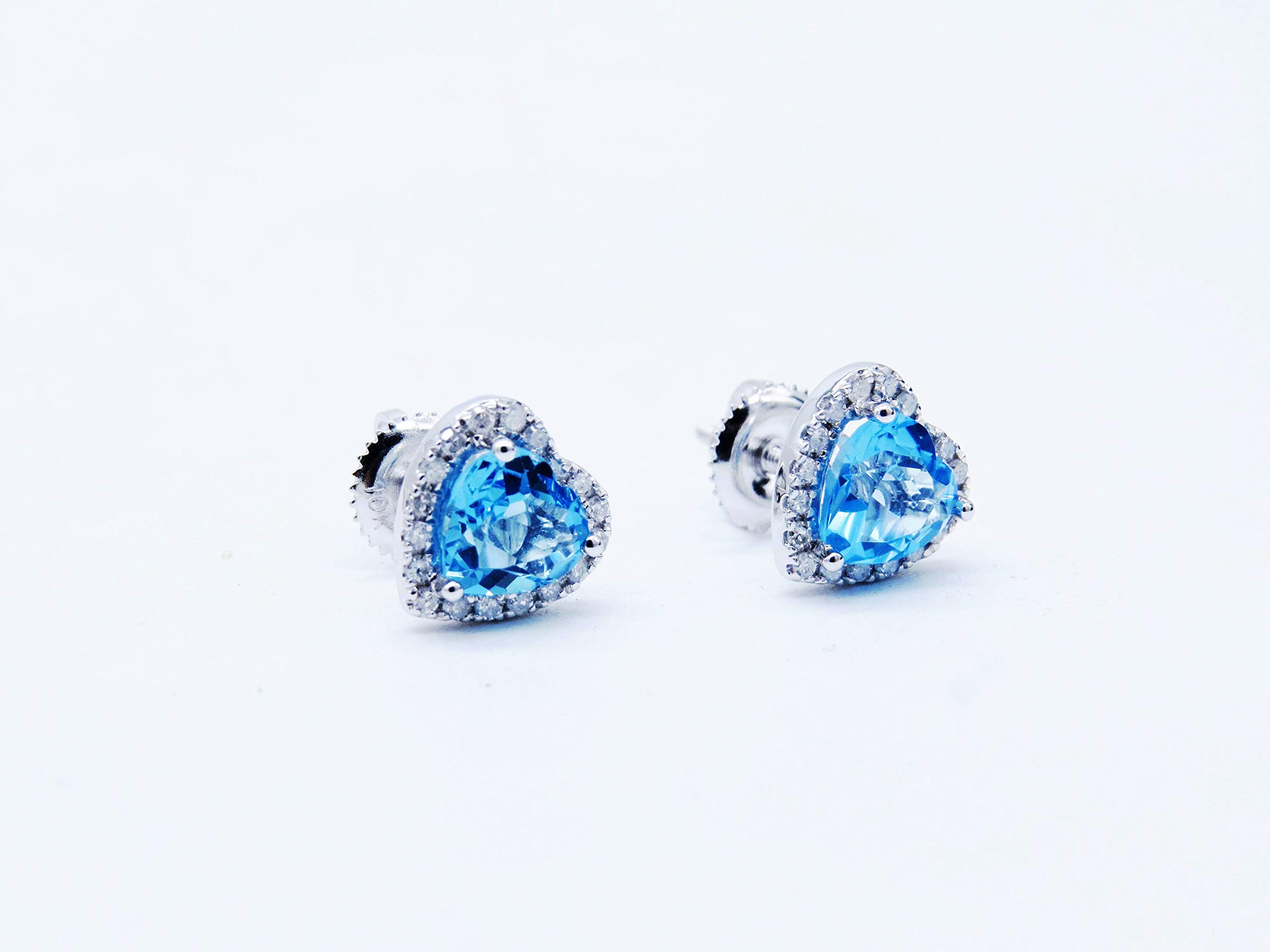 Dazzlingrock 10K Solid White Gold Heart Shaped Halo Stud Earrings for Women - Perfect for Valentine's Day Gifts, Anniversary Presents & Romantic Occasions