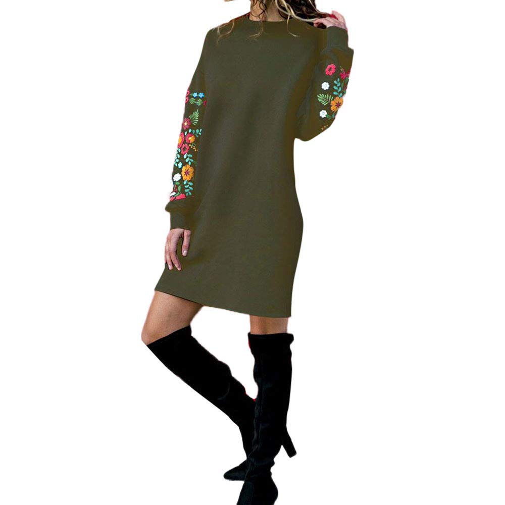 Handyulong Women's Oversized Knit Sweatshirt Dress - Casual Loose Long Tunic Pullover Blouse Top for Lounge, Streetwear & Fall Fashion