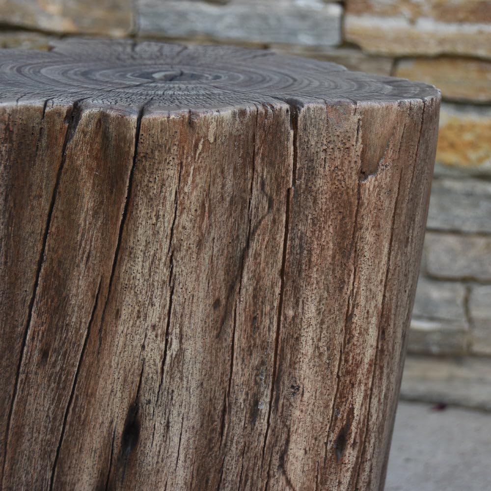 Elementi Warren Redwood Outdoor Fire Pit Seating - 18 Inch Concrete Backyard Chair for Patio, Garden & Poolside - Durable Firepit Accessories & Weather-Resistant Patio Furniture