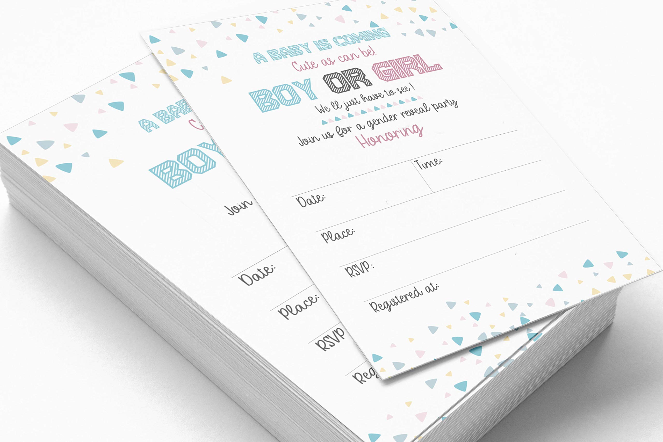 30 Fill-in Baby Shower Invitation Cards - Gender Reveal (It's a Boy/It's a Girl) Blank Invites for Gender Reveal Party & Baby Shower Celebrations