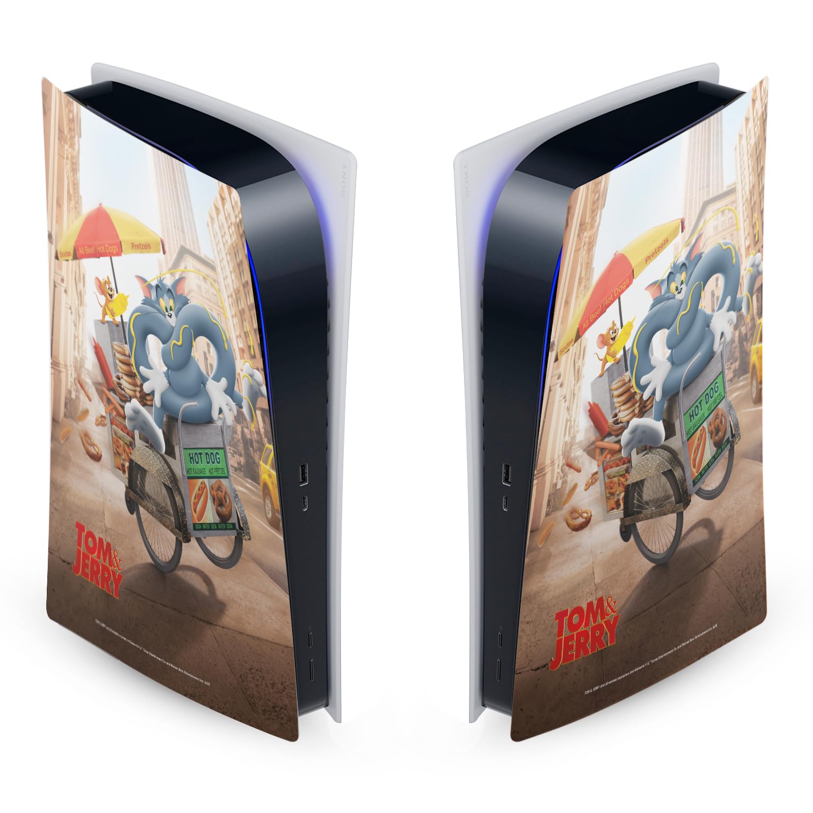 Officially Licensed Tom And Jerry Movie (2021) Vinyl Faceplate Sticker & Gaming Skin Decal for Sony PS5 Digital Edition - Durable Protective Cover with HD Graphics, Perfect for Gamers & Movie Fans