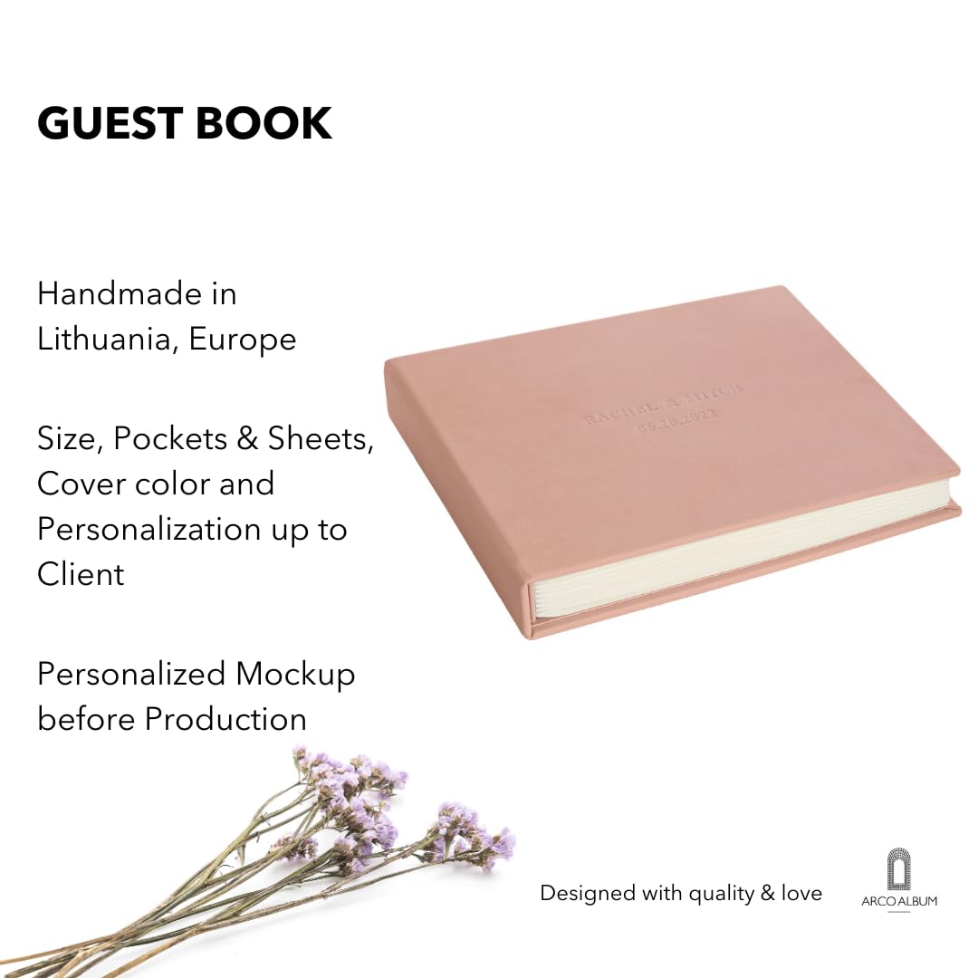 Arcoalbum Wedding Guest Book for Instant Photos | Handmade Genuine Leather Guestbook with Pockets | Interactive Guest Signing Book for Weddings, Anniversaries & Special Events | Perfect for Preserving Memories with Polaroids & Photo Booth Pictures