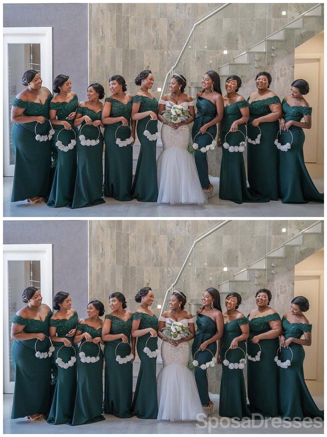 Elegant Off Shoulder Green Lace Applique Mermaid Bridesmaid Dress - WG662 | Perfect for Weddings, Proms & Formal Events