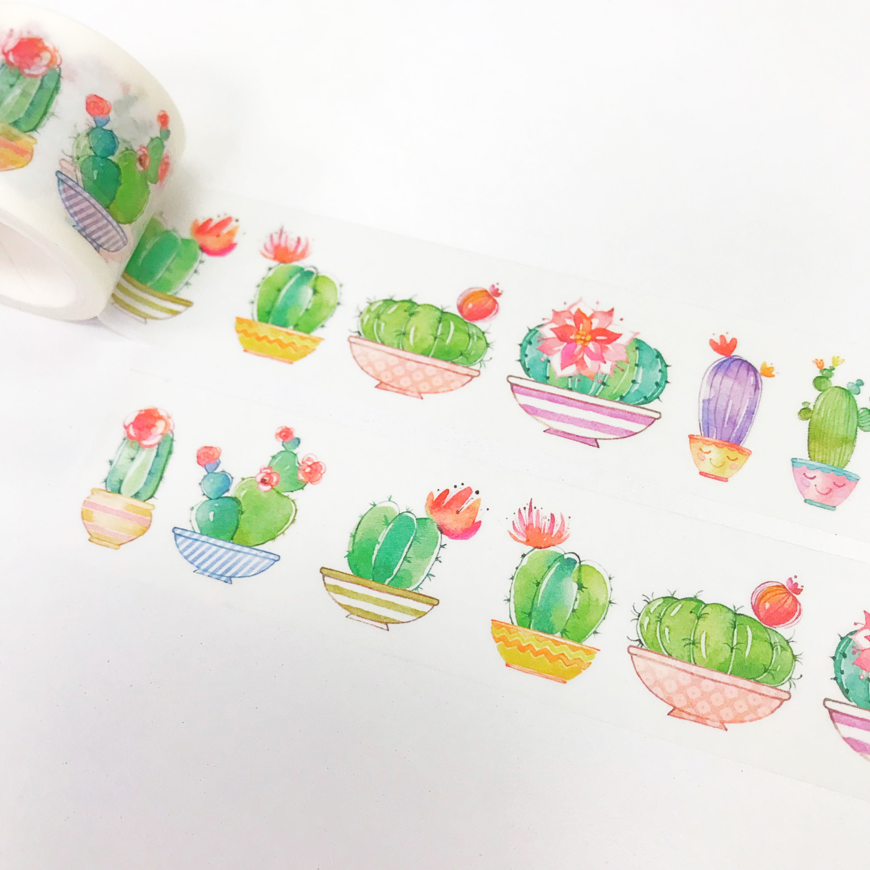 Cute Cactus Washi Tape - Decorative Japanese Paper Tape for Scrapbooking, Bullet Journaling, and DIY Crafts - Perfect for Home Decor, Gift Wrapping, and Planner Stickers