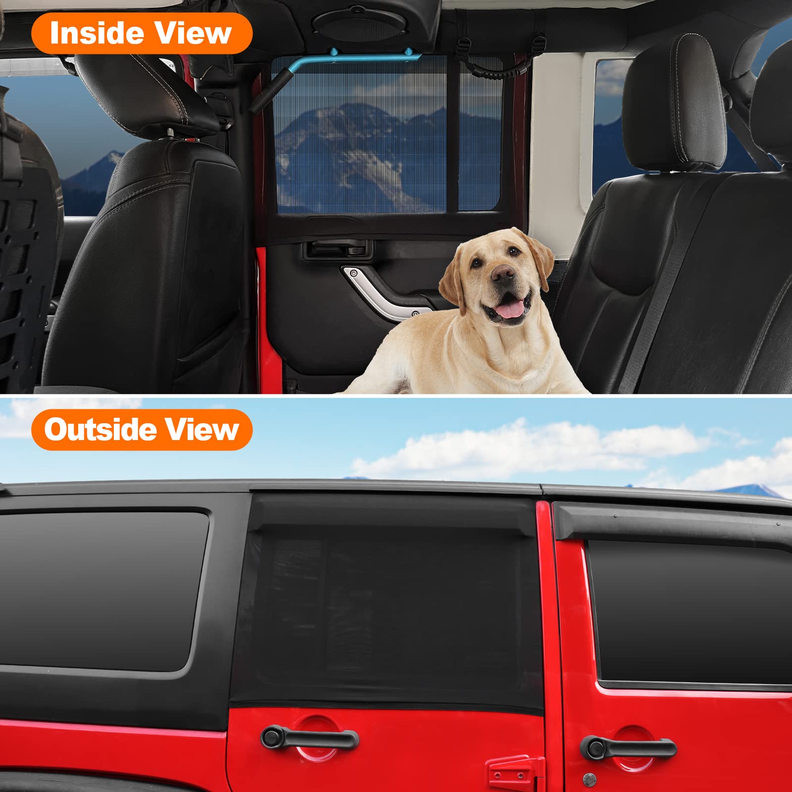 Premium Blackout Car Window Shades - Custom Fit for Jeep Wrangler, Cherokee, Grand Cherokee & More (2-Pack) | UV Protection & Privacy for Road Trips, Camping & Baby Naps