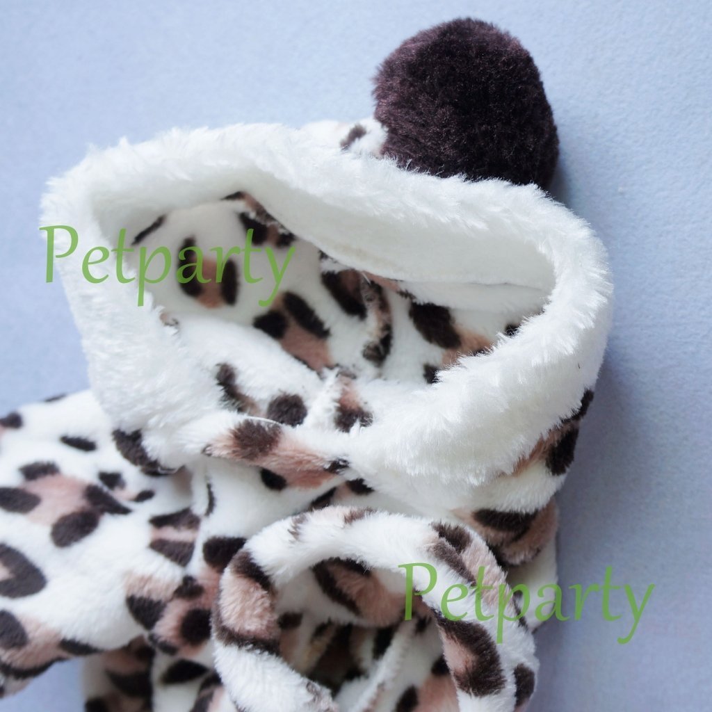 PetParty® Adorable Leopard Print Dog Hoodie - Soft & Cozy Winter Dog Coat for Small Dogs (XS) - Perfect for Outdoor Walks & Cold Weather Protection