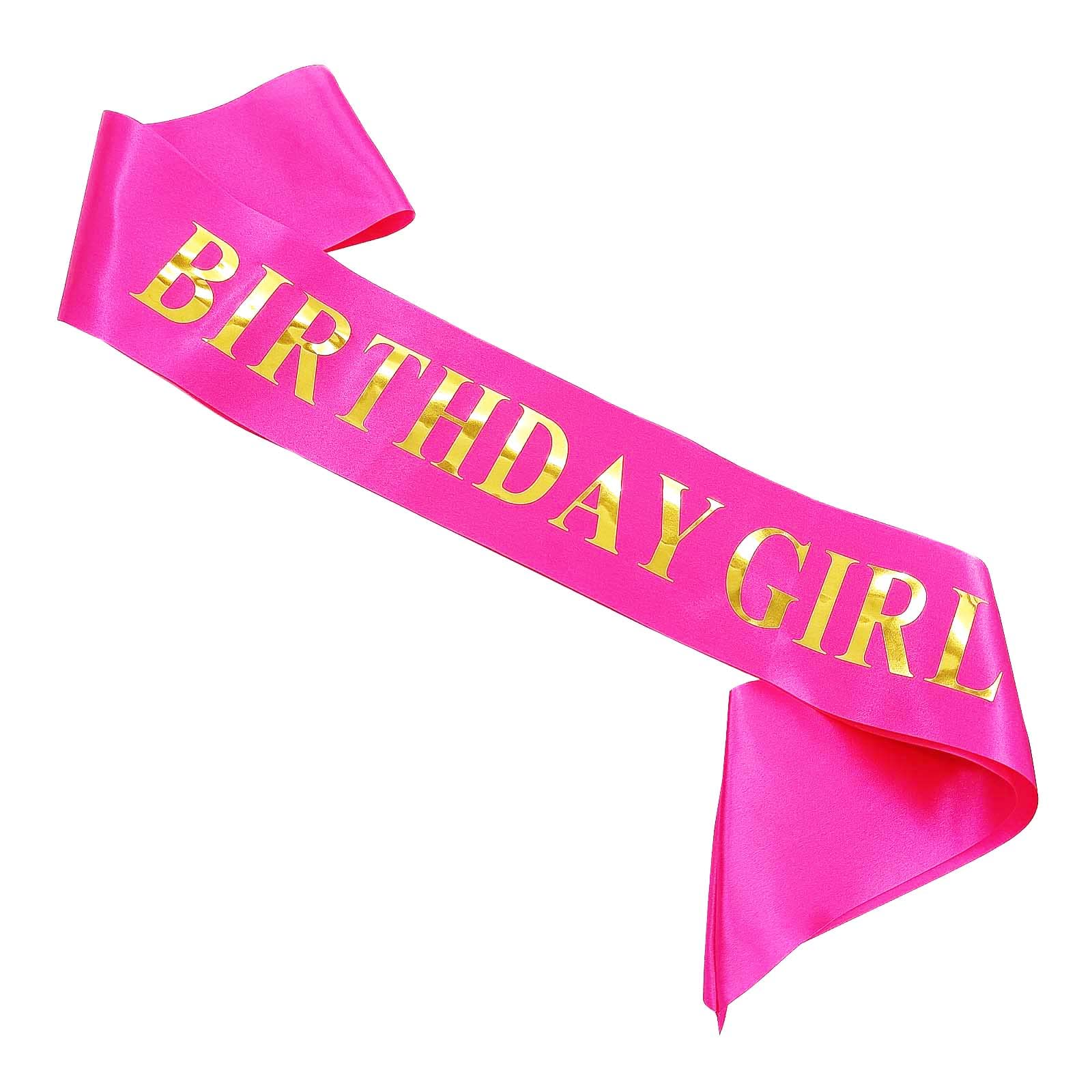 MGJSRNH Birthday Girl Sash with Gold Foil - Soft Pink Satin Women's Birthday Sash for Sweet 16, 18, 21, 25, 30, 40, 50 - Perfect for Bachelorette Parties, Birthday Celebrations & Special Occasions