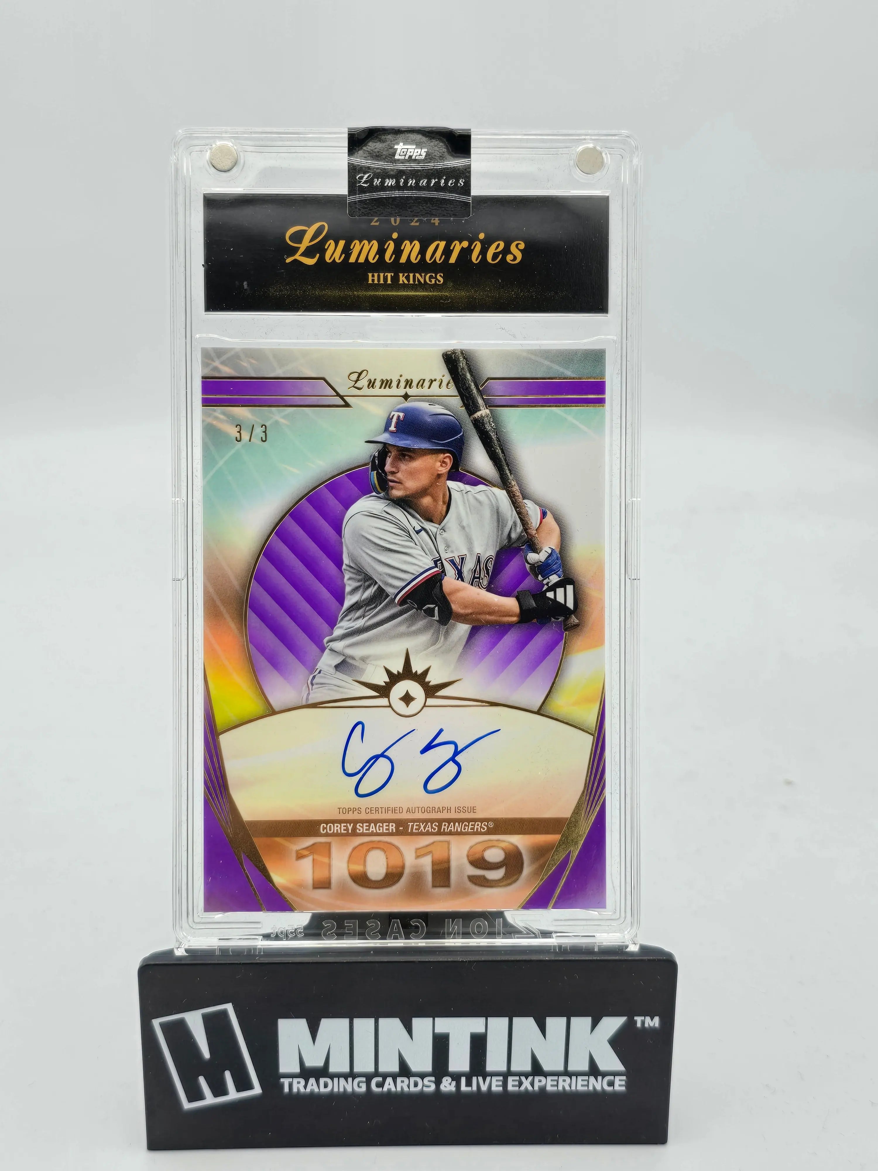 2024 Topps Luminaries Corey Seager Purple Auto 3/3 - Rare Baseball Trading Card for Collectors & Fans - Perfect for Display, Investment & Memorabilia Collections