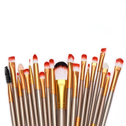 20 Pcs Professional Makeup Brush Set - Soft Powder & Blending Brushes for Flawless Face & Eye Makeup (Golden) - Perfect for Travel, Salon & Everyday Beauty Routine