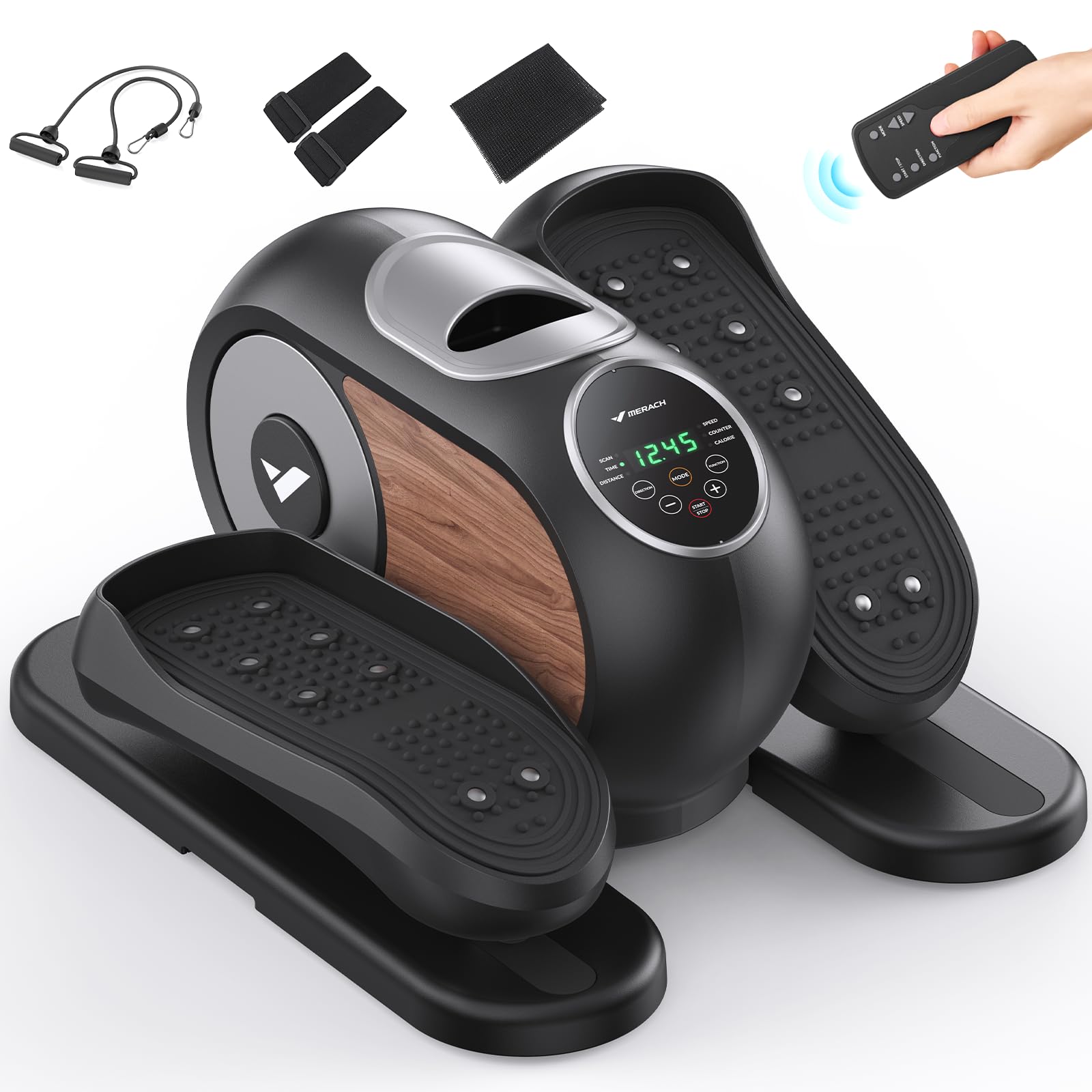 MERACH Under Desk Elliptical Machine - Quiet Electric Pedal Exerciser with Remote Control & 12 Speed Levels, Portable Leg Exercise Equipment for Home & Office Use - Perfect for Seniors, Workouts While Sitting, and Active Lifestyle