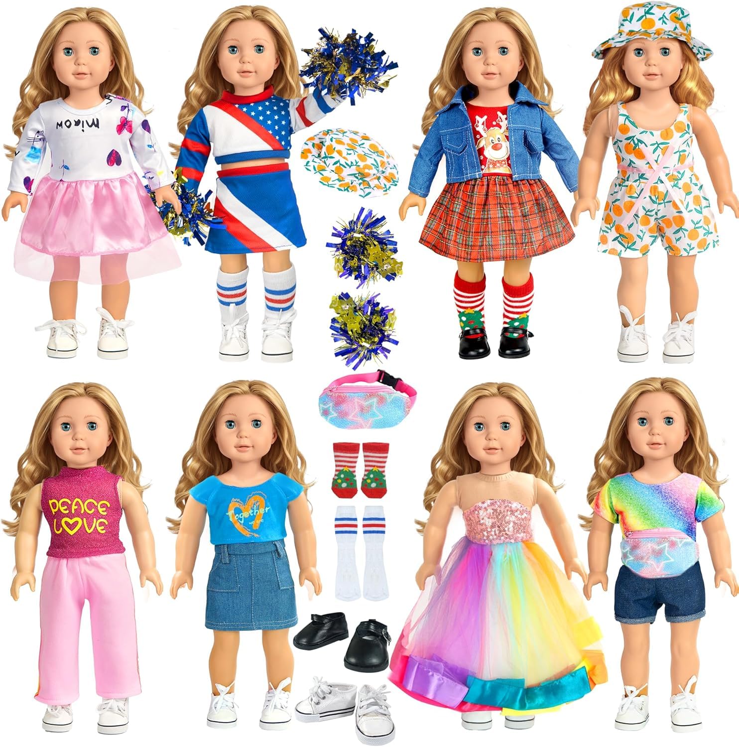 18 Inch Doll Clothes & Accessories - American Girl Doll Socks & Shoes Set for 18