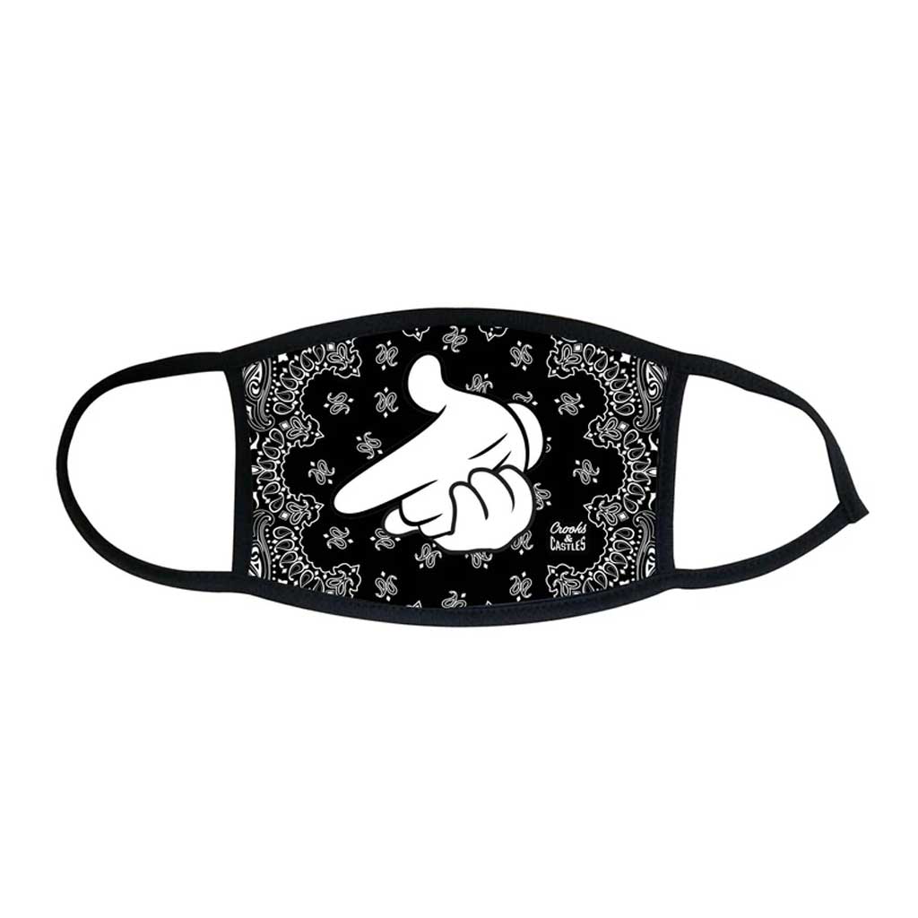 Crooks & Castles Airgun Bandana Face Mask - Black - Stylish & Breathable for Outdoor Activities, Cycling, and Motorcycle Riding