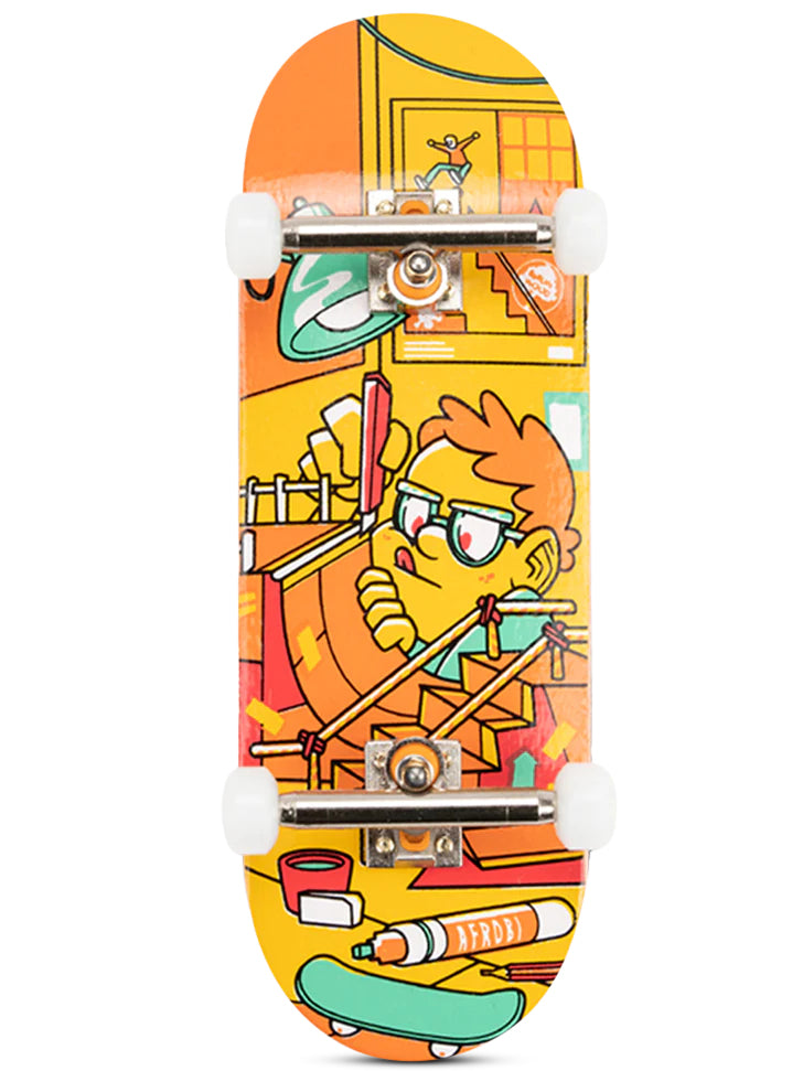 Berlinwood Fingerboard Complete Afrobi 2022 Promodel - Professional Finger Skateboard for Tricks & Stunts - Perfect for Skateboard Enthusiasts & Collectors - Great for Indoor Practice, Office Fun & Competitive Fingerboarding