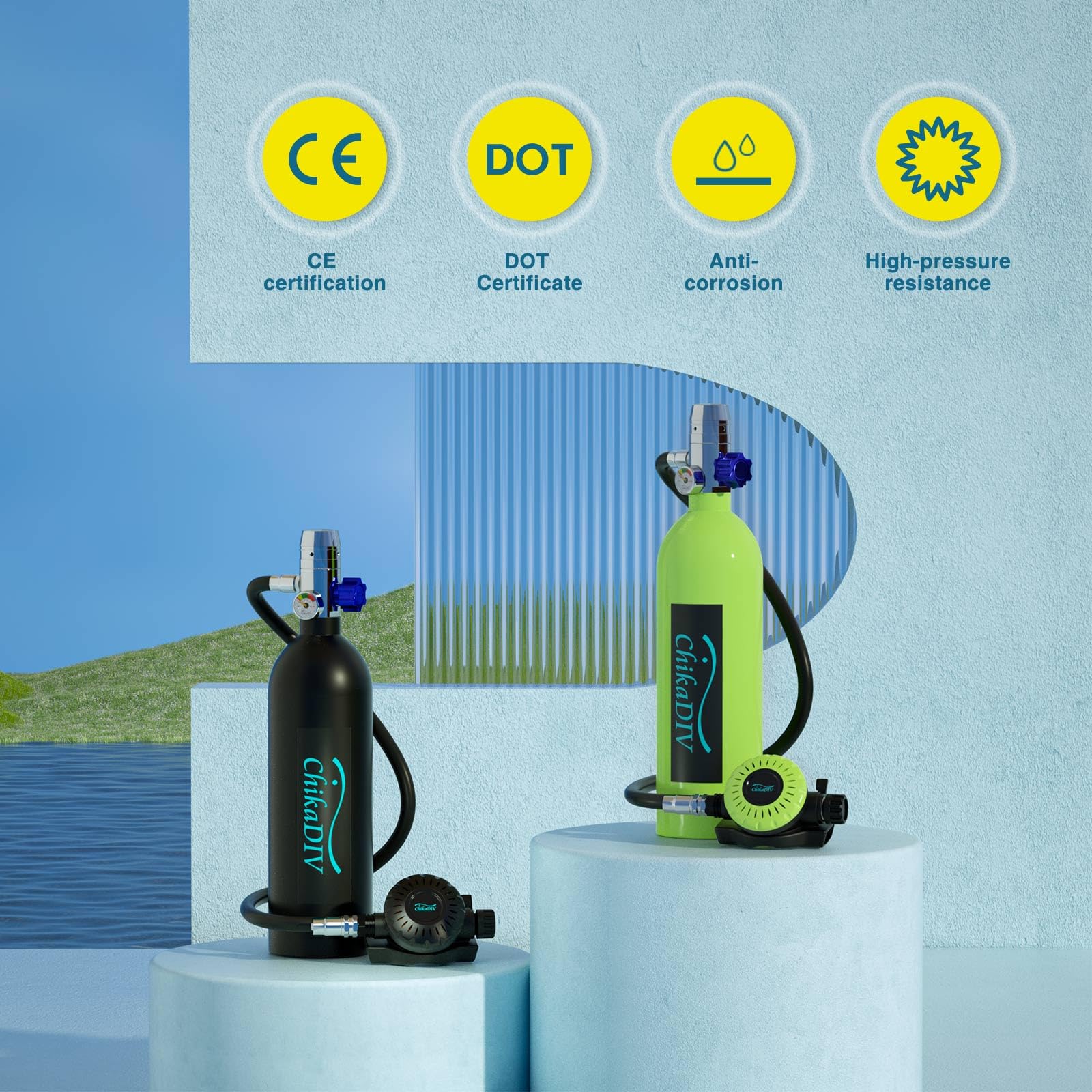 1L Mini Scuba Tank - Portable Emergency Oxygen Tank for Diving, Snorkeling, Fishing & Boat Repair | Compact Scuba Gear for Rescue & Underwater Adventures