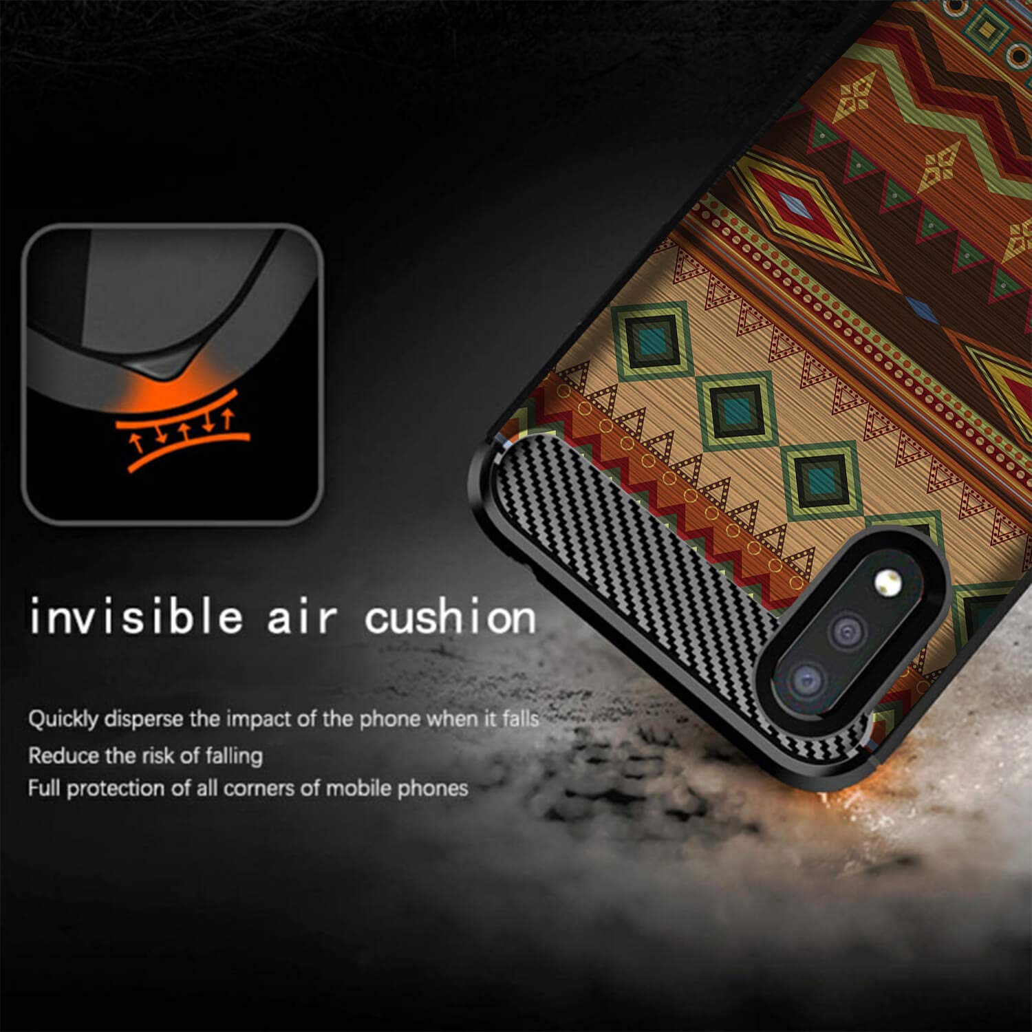 Samsung Galaxy A01 Case, Slim Black TPU Shockproof Protective Cover with Autumn Tribal Pattern - Durable, Flexible & Sleek Design for Everyday Use, Travel & Outdoor Activities