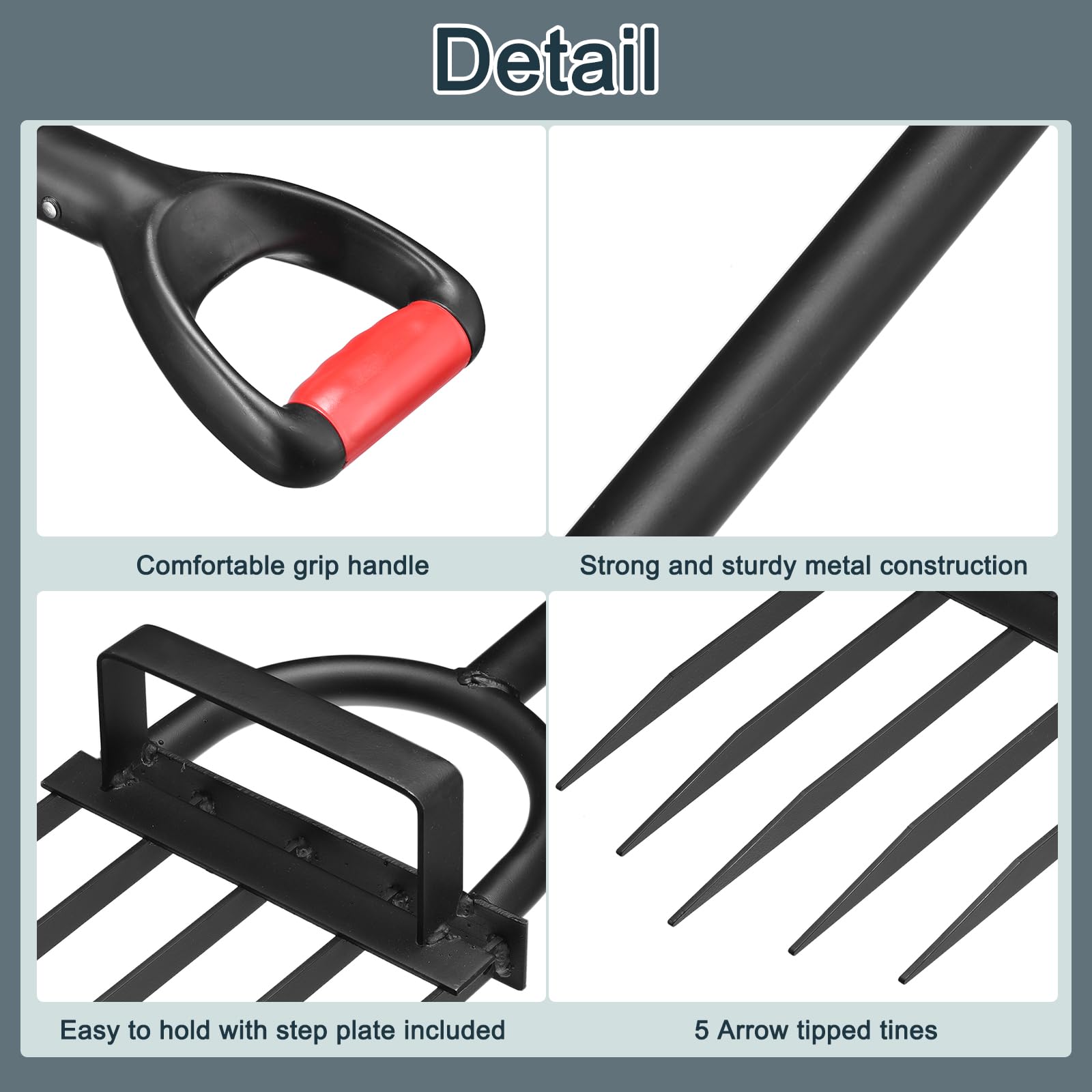 uxcell 5-Tine Gardening Pitch Fork - 41.5