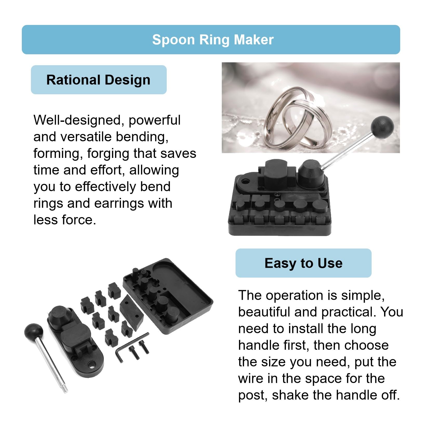 Professional Jewelry Bending Machine Set - Ring Bender Tool for Spoon Rings & Wire Jewelry Making | Multifunctional Metal Forming Tool for Jewelry Makers & Designers | Perfect for DIY Crafting, Jewelry Workshops & Home Studios