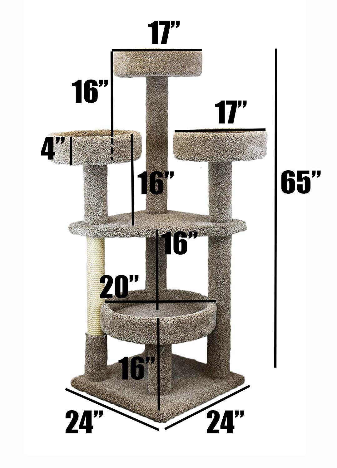 Premium Cat Tree for Large Cats - 130012 Neutral Maine Coon Cat Tower with Scratching Posts & Perches | Perfect for Indoor Cats, Multi-Level Play & Climbing Activities