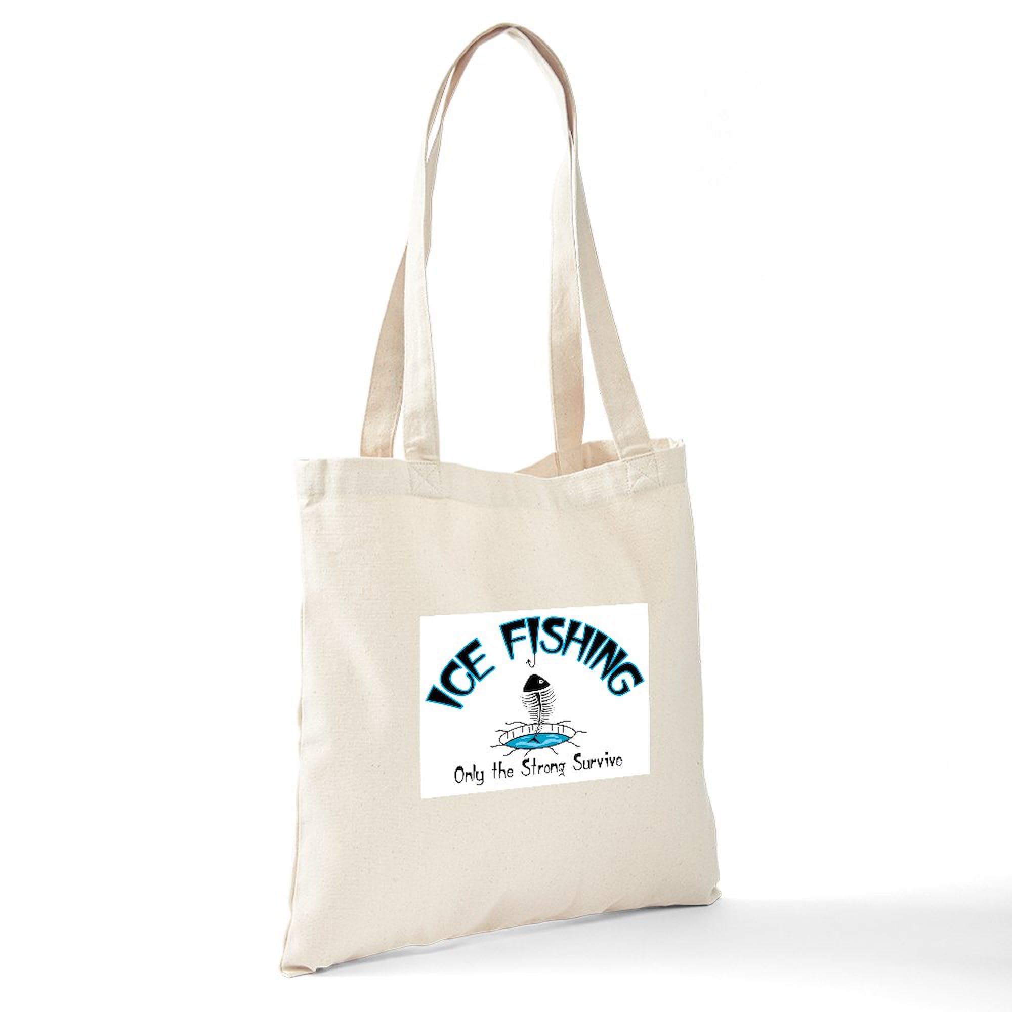 Ice Fishing Tote Bag - Natural Canvas Reusable Shopping Bag for Groceries, Beach & Outdoor Activities | Eco-Friendly & Durable