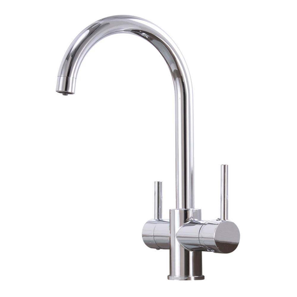 3 in 1 Kitchen Sink Mixer Faucet with Water Filter - Hot & Cold Brass Drinking Water Faucet, Chrome Plated for Modern Kitchens | Perfect for Cooking, Washing Dishes & Filtering Drinking Water