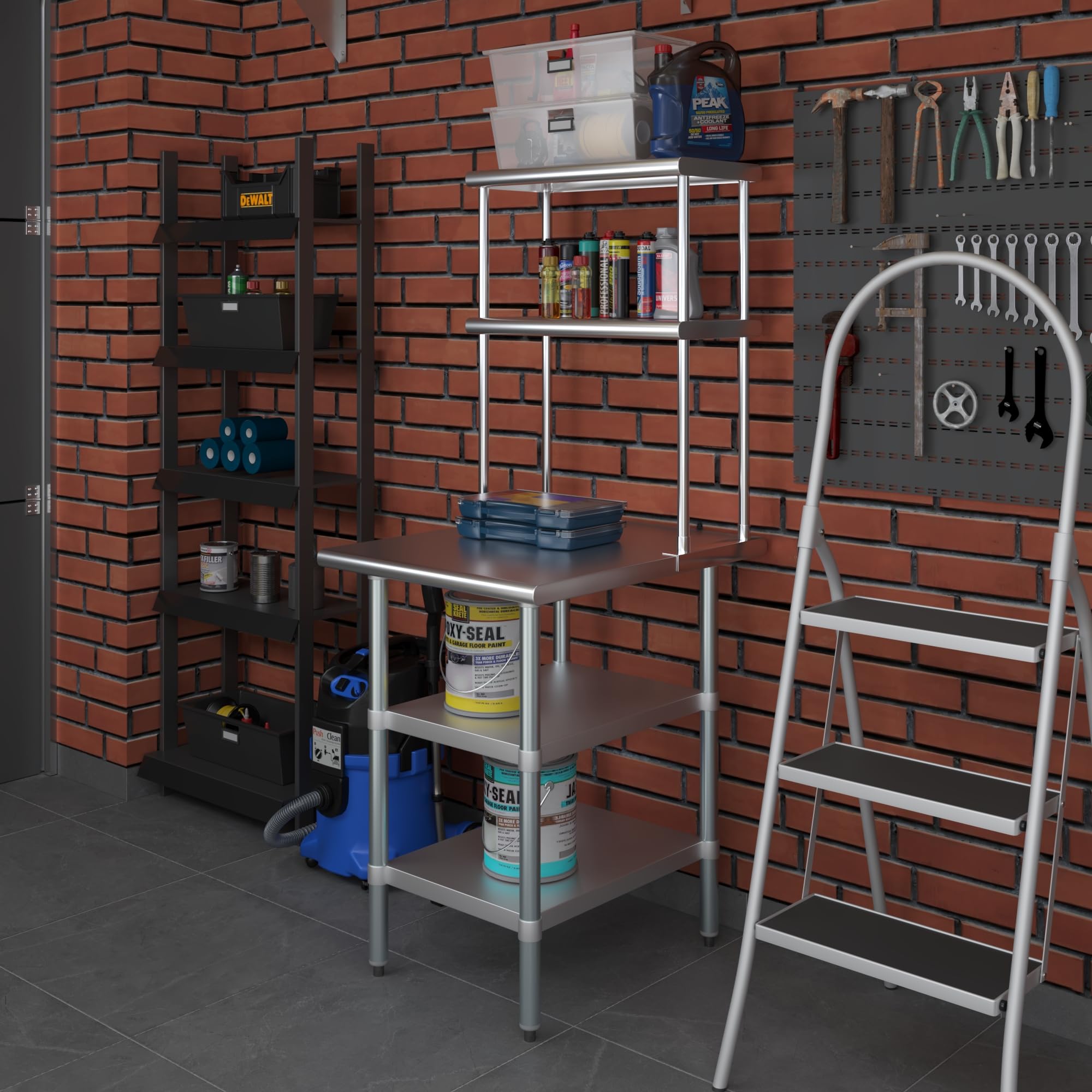 Amgood Stainless Steel Work Table with 2 Shelves | 30