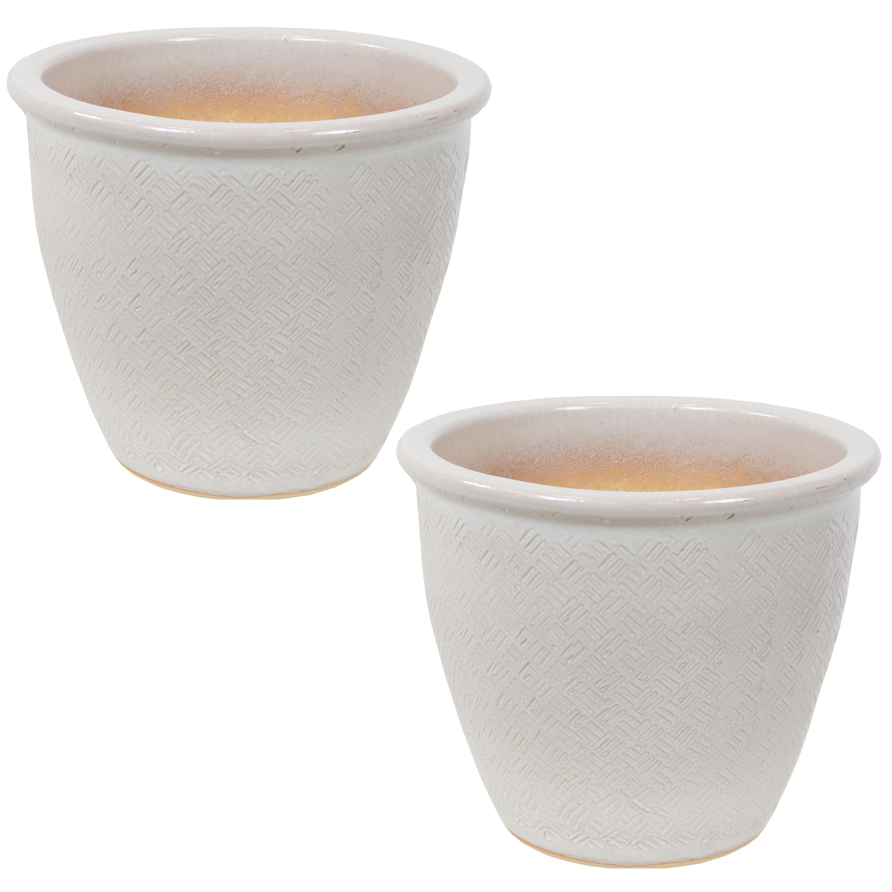 Sunnydaze Set of 2 Ocean Villa Outdoor Ceramic Planters - 11.75 Inch Decorative Garden Pots for Patio, Porch & Balcony Decor | Perfect for Flowers, Succulents & Herbs