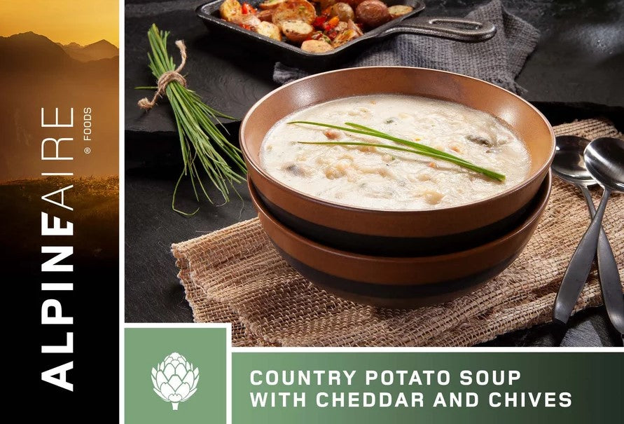 AlpineAire Country Potato Soup with Cheddar & Chives | Freeze Dried Backpacking & Camping Food | Lightweight Emergency Meal for Hiking, Survival & Outdoor Adventures