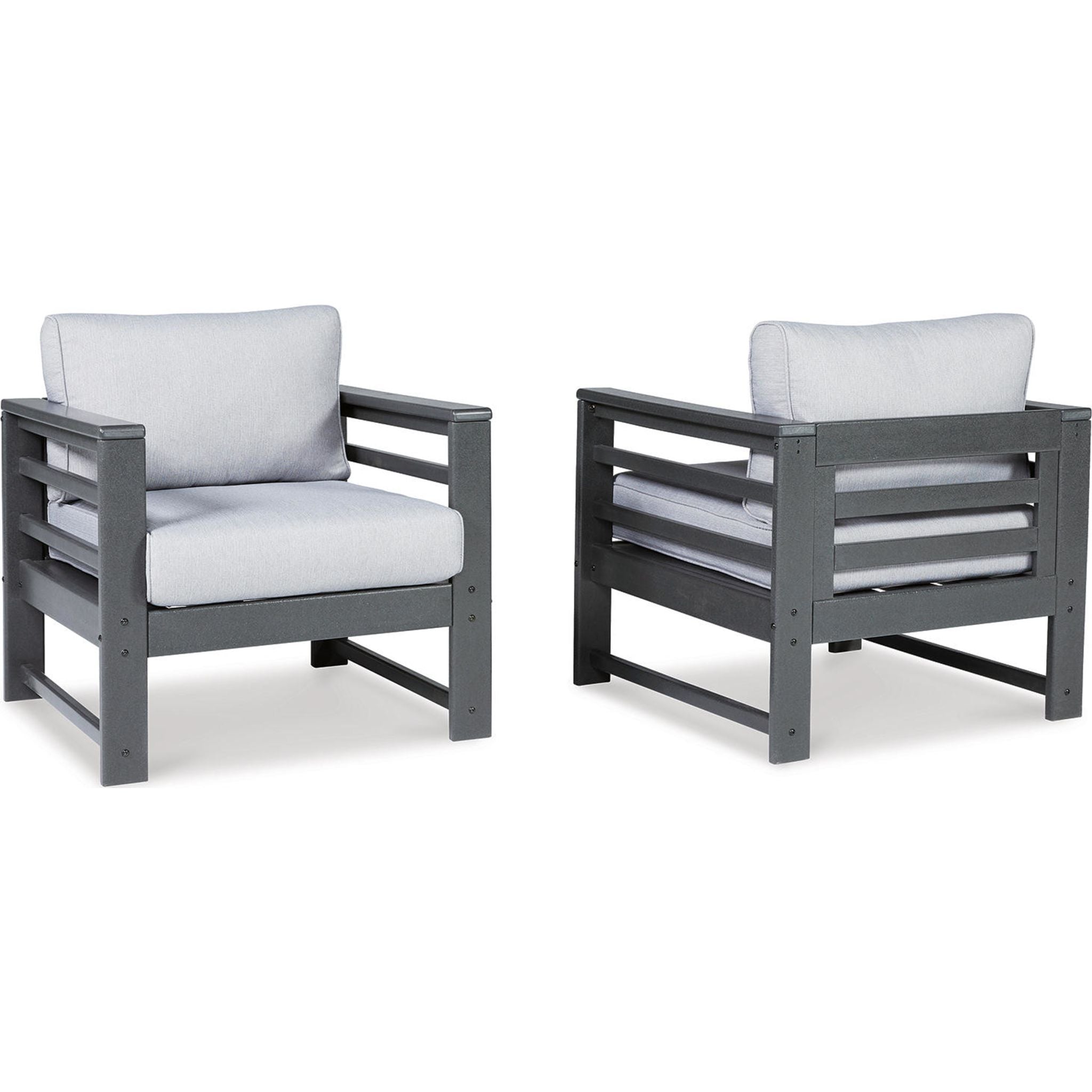 Amora Outdoor Lounge Chair with Cushion (Set of 2) - Water-Resistant, Foldable Patio Furniture for Poolside, Garden & Backyard Relaxation - Charcoal Gray