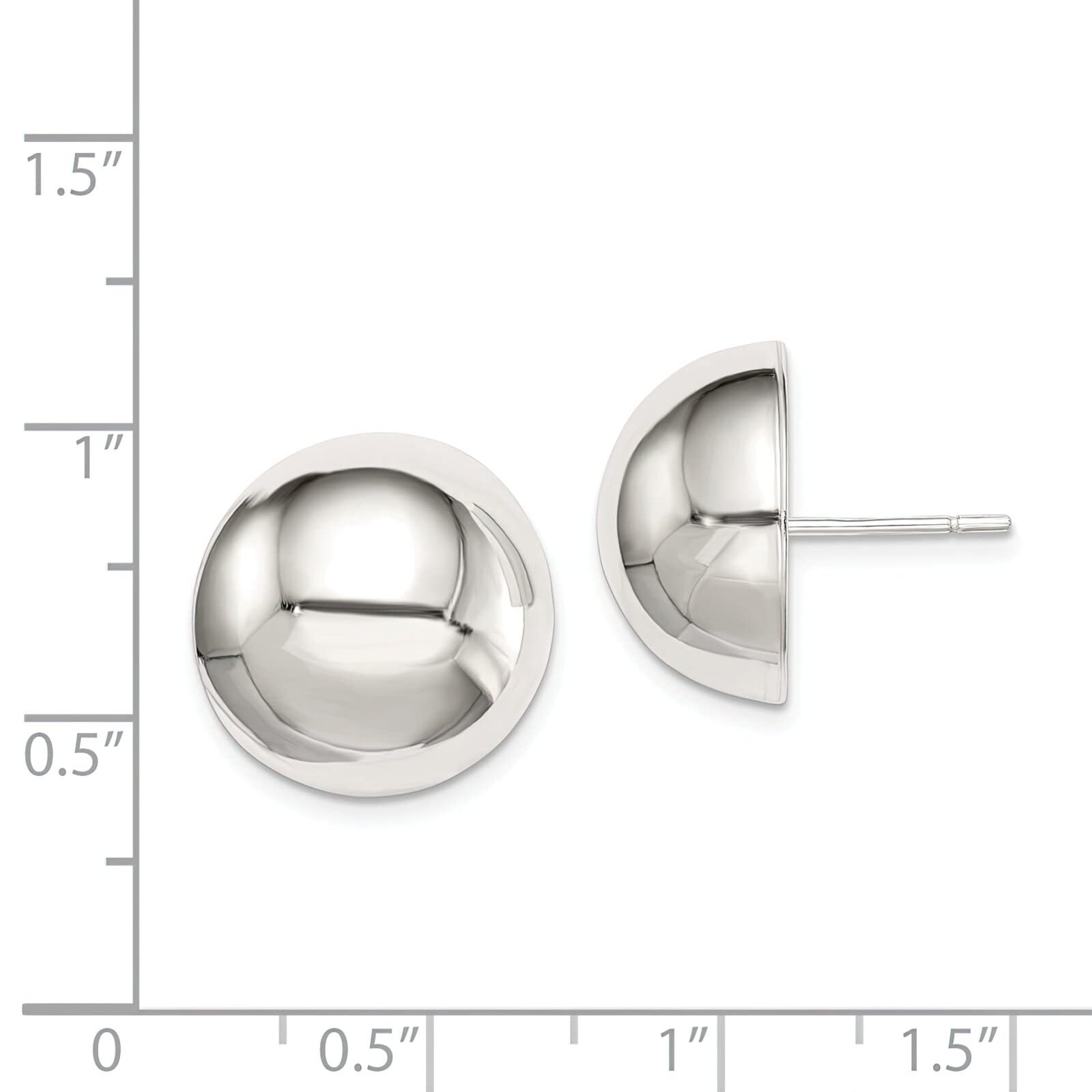 18mm Sterling Silver Half Ball Stud Earrings for Women - Perfect for Everyday Wear, Parties & Gifts