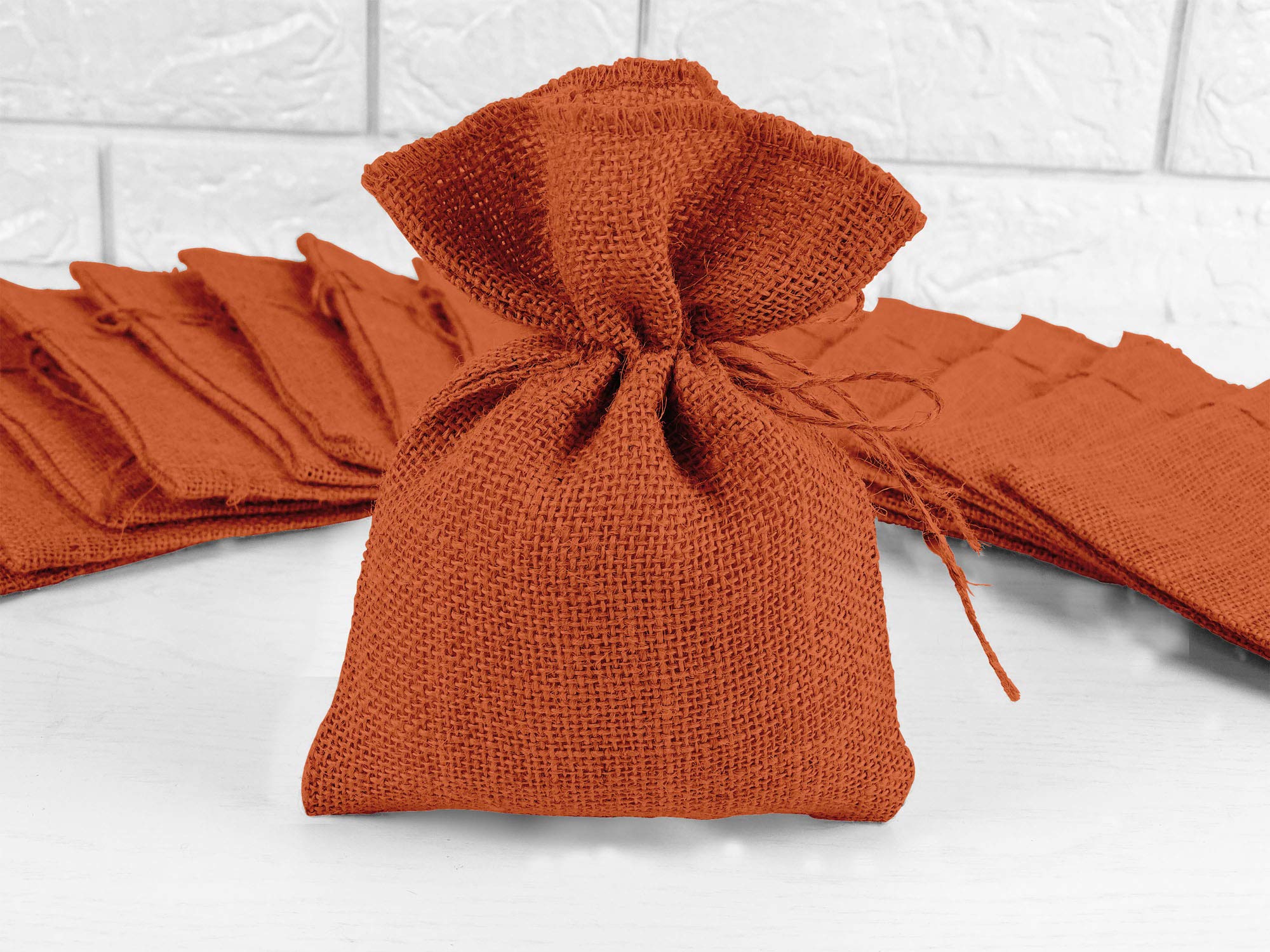 Orange Burlap Sachet Bags - 7x5 Inch Drawstring Jute Pouches for Advent Calendars, Wall Hangings, Wedding Favors & Party Storage | Eco-Friendly Gift Bags for Christmas, Birthdays & Home Decor