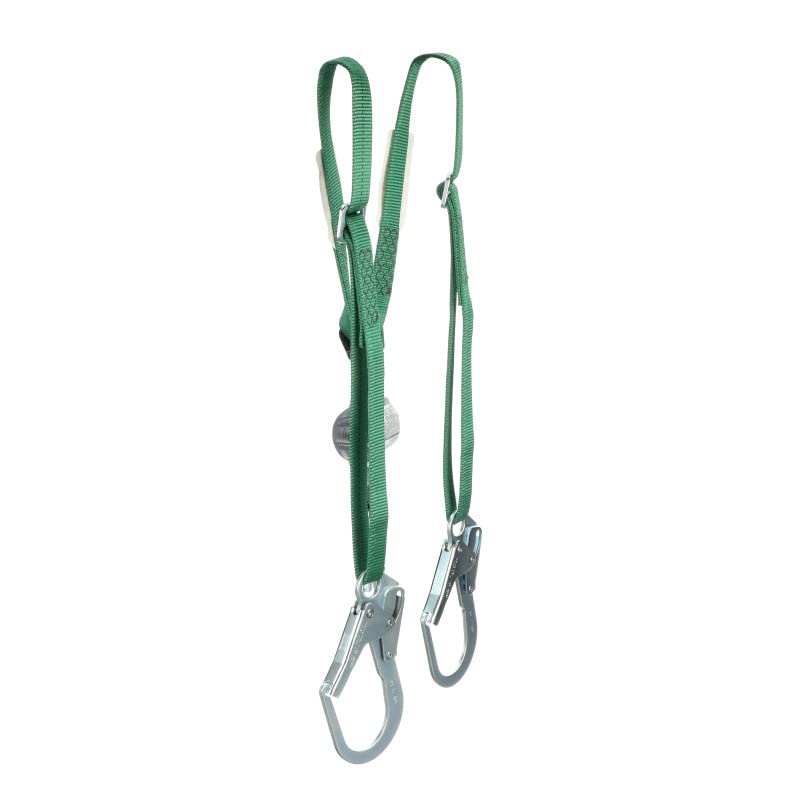 MSA 10191758 V-Series Shock Absorbing Safety Lanyard - 6ft Twin-Leg Fall Protection with 36CL Large Snap Hooks, Adjustable Polyester Webbing for Construction, Roofing & Industrial Work (Durable, Energy Absorbing)