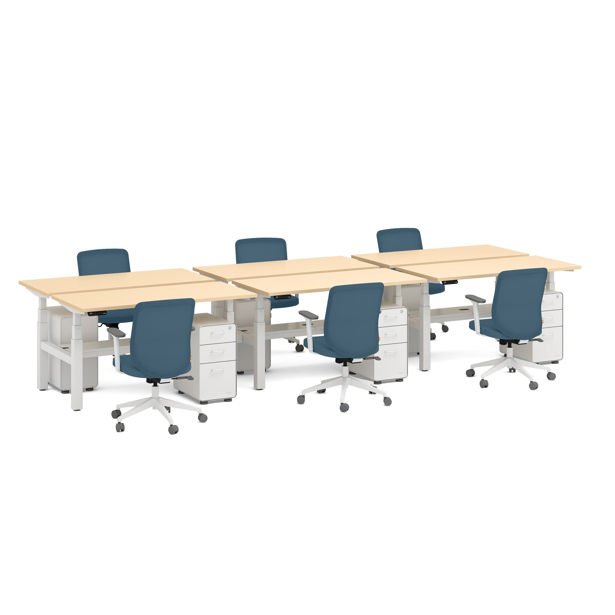Adjustable Height Double Desk for 6 - Series L Ergonomic Office Workstation for Home & Office - Perfect for Shared Workspaces & Collaborative Environments