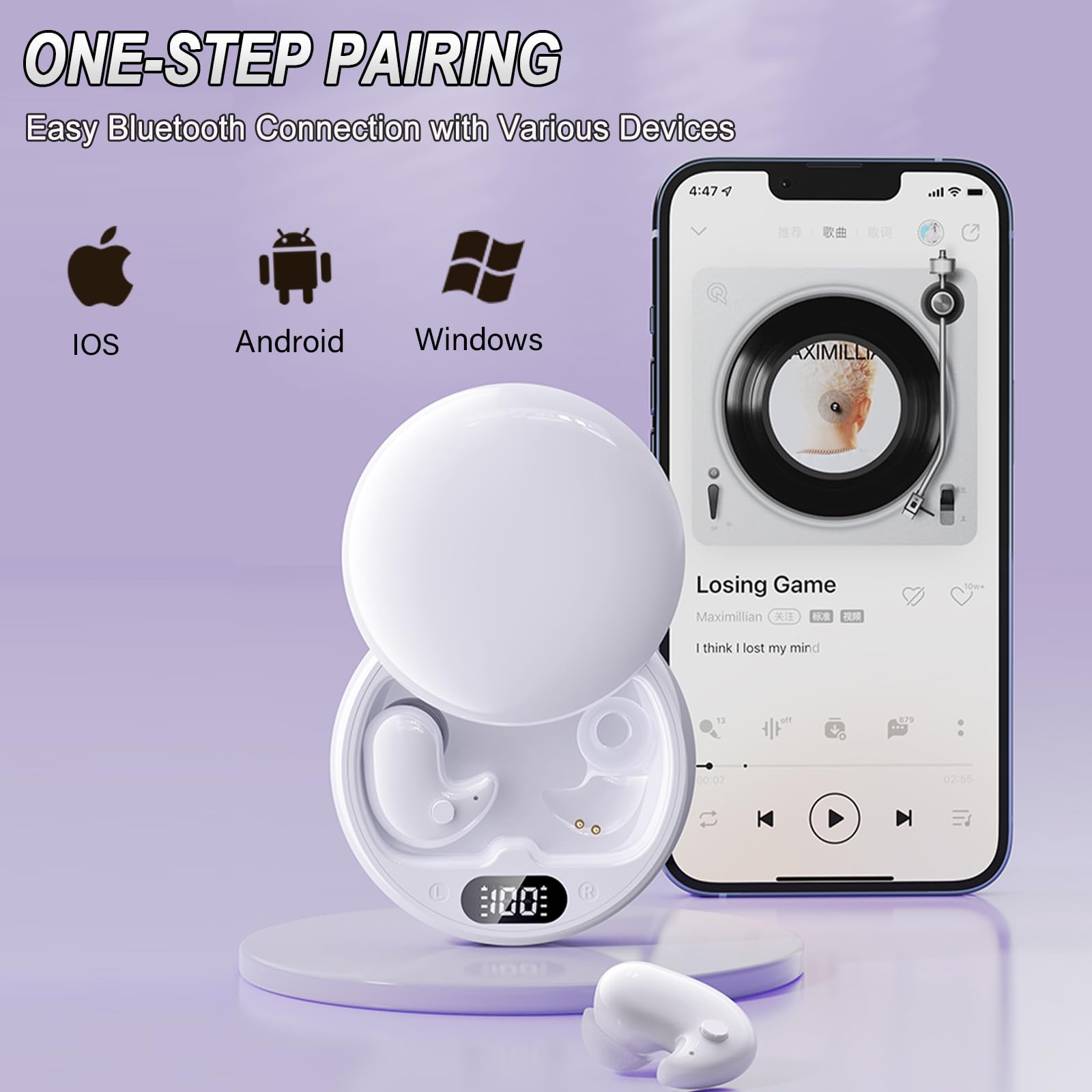 Mini Wireless Sleep Earbuds for Side Sleepers - Ultra Thin Noise Blocking Bluetooth 5.3 Headphones, Waterproof Invisible Earphones for Small Ears | Perfect for Travel, Meditation & Nighttime Relaxation
