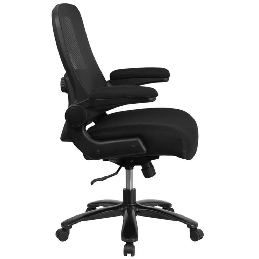 UrbanPro Modern Big and Tall Fabric Upholstered Office Swivel Chair - Ergonomic Executive Desk Chair with Adjustable Height & Lumbar Support - Perfect for Home Office, Gaming & Conference Rooms (Black)
