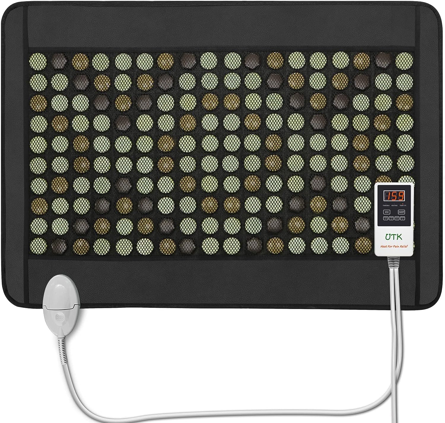 UTK Quantum Wave Heating Pad with Infrared Technology - 28 Passive Magnet Stones, 44 Tourmaline Stones, 108 Natural Jade Stones - Memory Function & Auto Shut Off (21'' x 31'') - Perfect for Back Pain Relief, Muscle Relaxation & Home Therapy