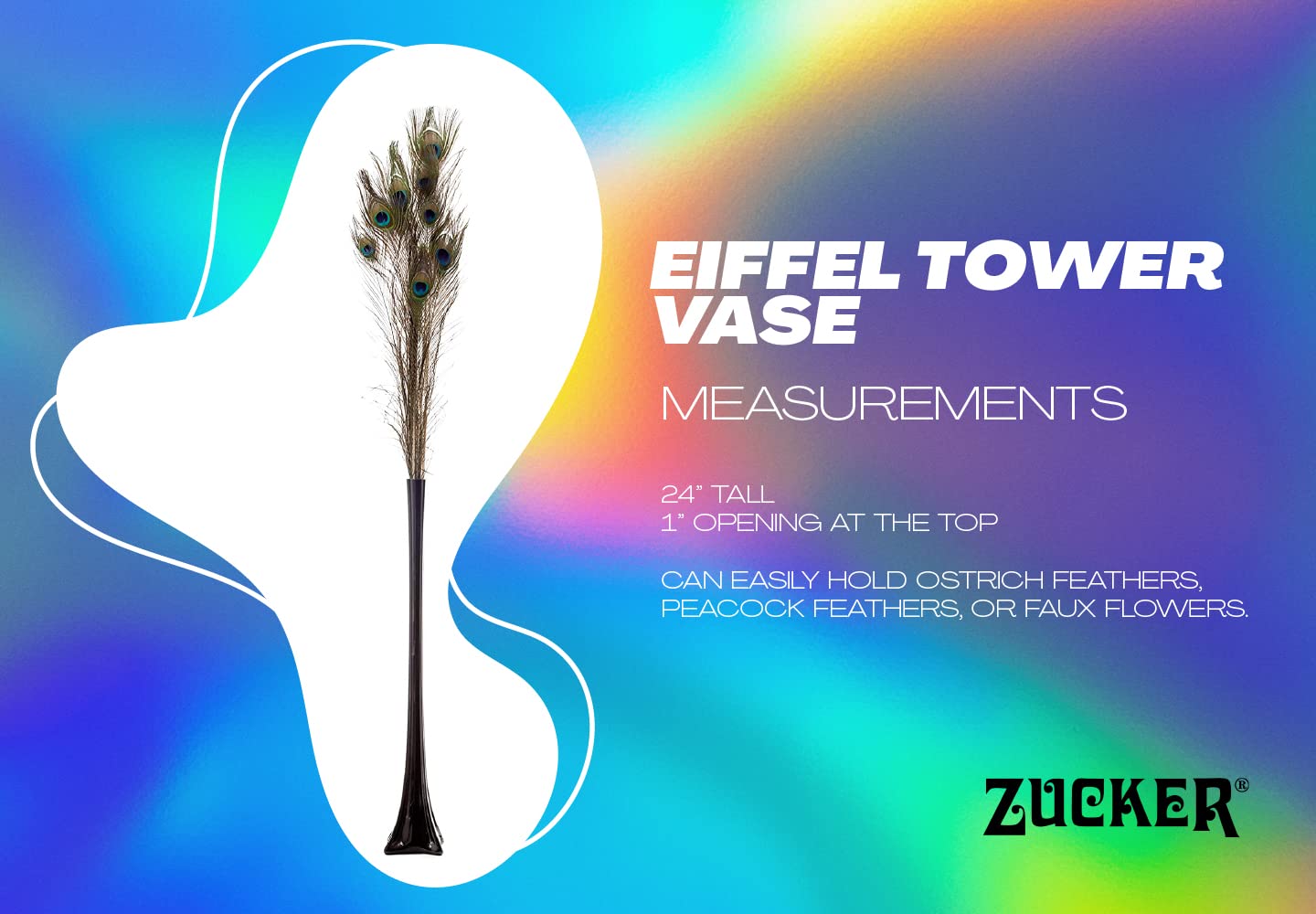 Eiffel Tower Vase 24 Inch - Tall Black Glass Vase for Wedding Centerpieces, Floral Arrangements & Home Decor - Elegant Skinny Flute Vase for Flowers, Table Decorations & Party Decor