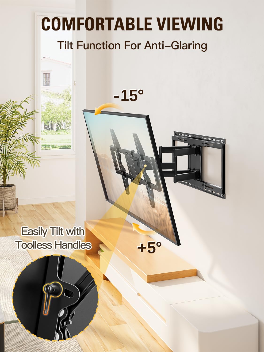 Mounting Dream Full Motion TV Wall Mount for 42-86 Inch TVs - Dual Articulating Arms, Easy Centering, Max VESA 600x400mm, Holds 132 lbs - Perfect for Living Room, Bedroom & Home Theater (Model MD2198)