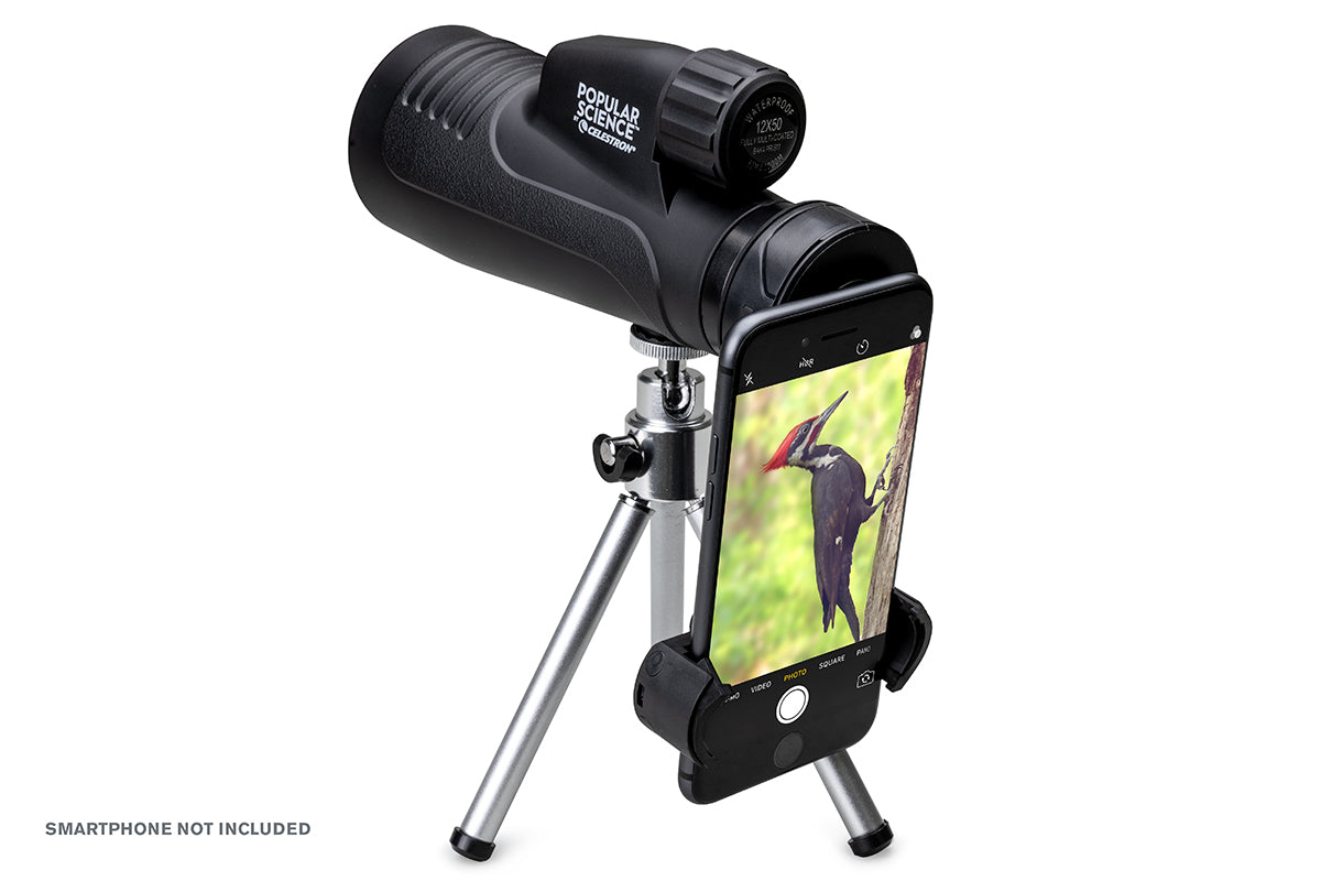 Celestron Outland X 12x50mm Monocular Telescope with Tripod Stand, Smartphone Adapter & Bluetooth Remote - High Power Zoom for Bird Watching, Hunting, Stargazing & Outdoor Adventures
